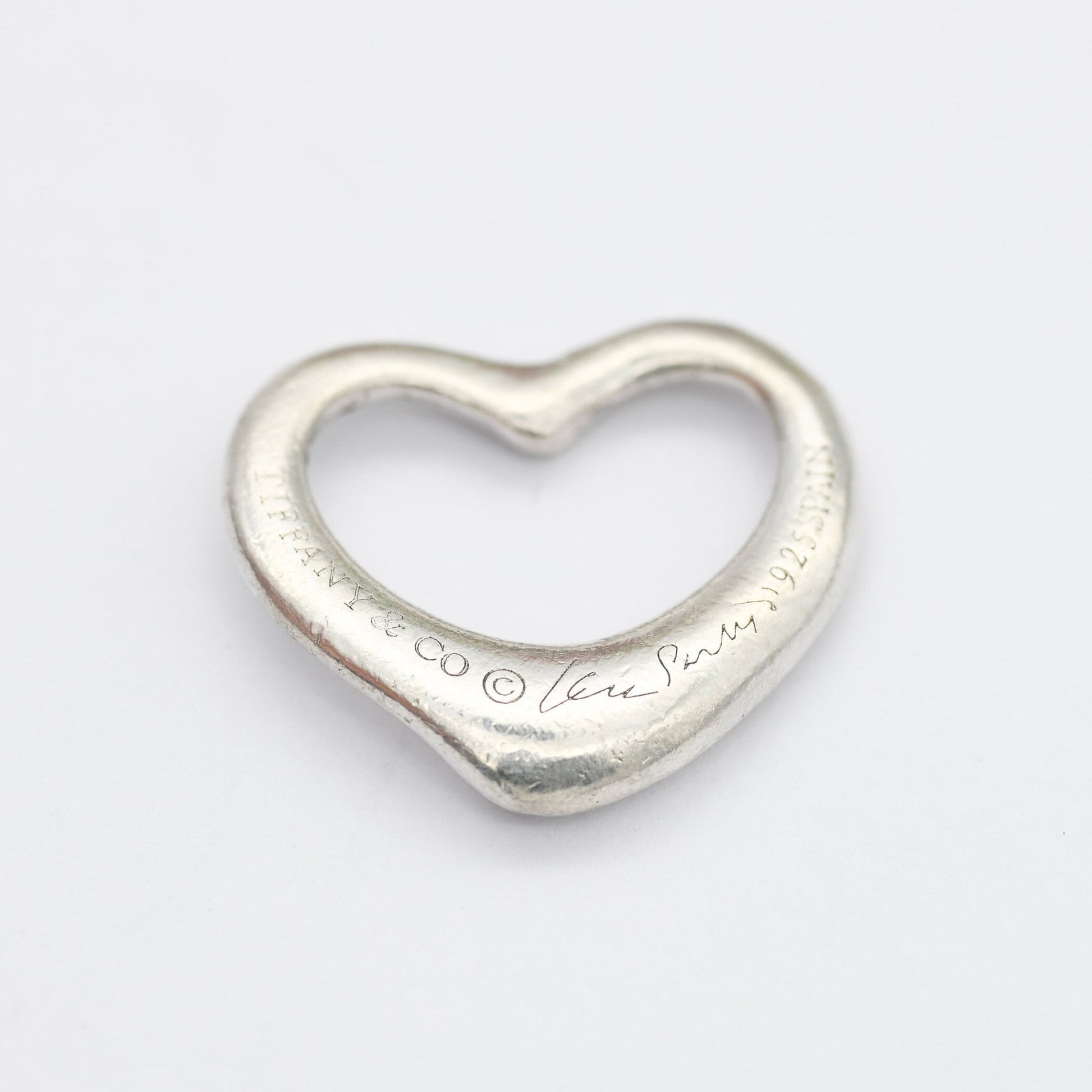 Tiffany & Co Elsa Peretti Open Heart Pendant Sterling Silver - Medium Size 2cm | Signed Designer Jewellery