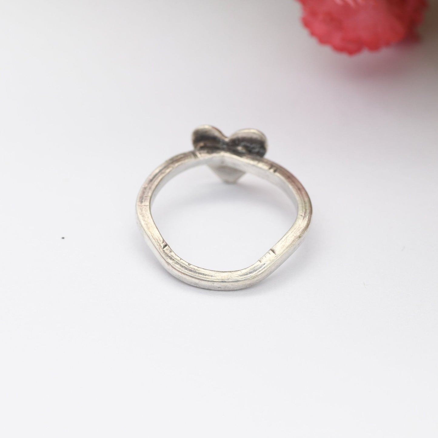 Vintage Silver Heart Ring - Studio Handmade | Small Pinkie Ring | UK Size - F | US Size - 2 3/4