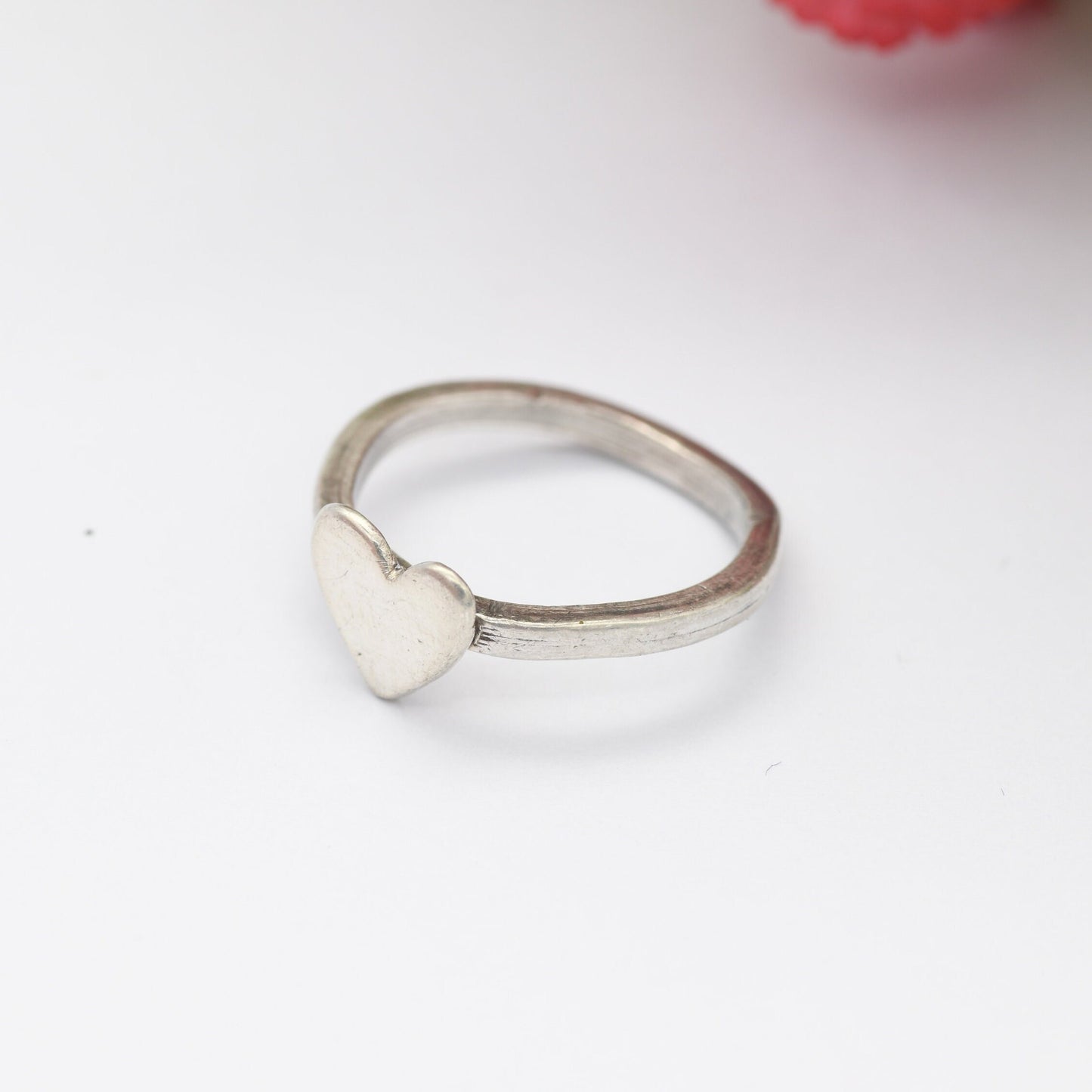 Vintage Silver Heart Ring - Studio Handmade | Small Pinkie Ring | UK Size - F | US Size - 2 3/4