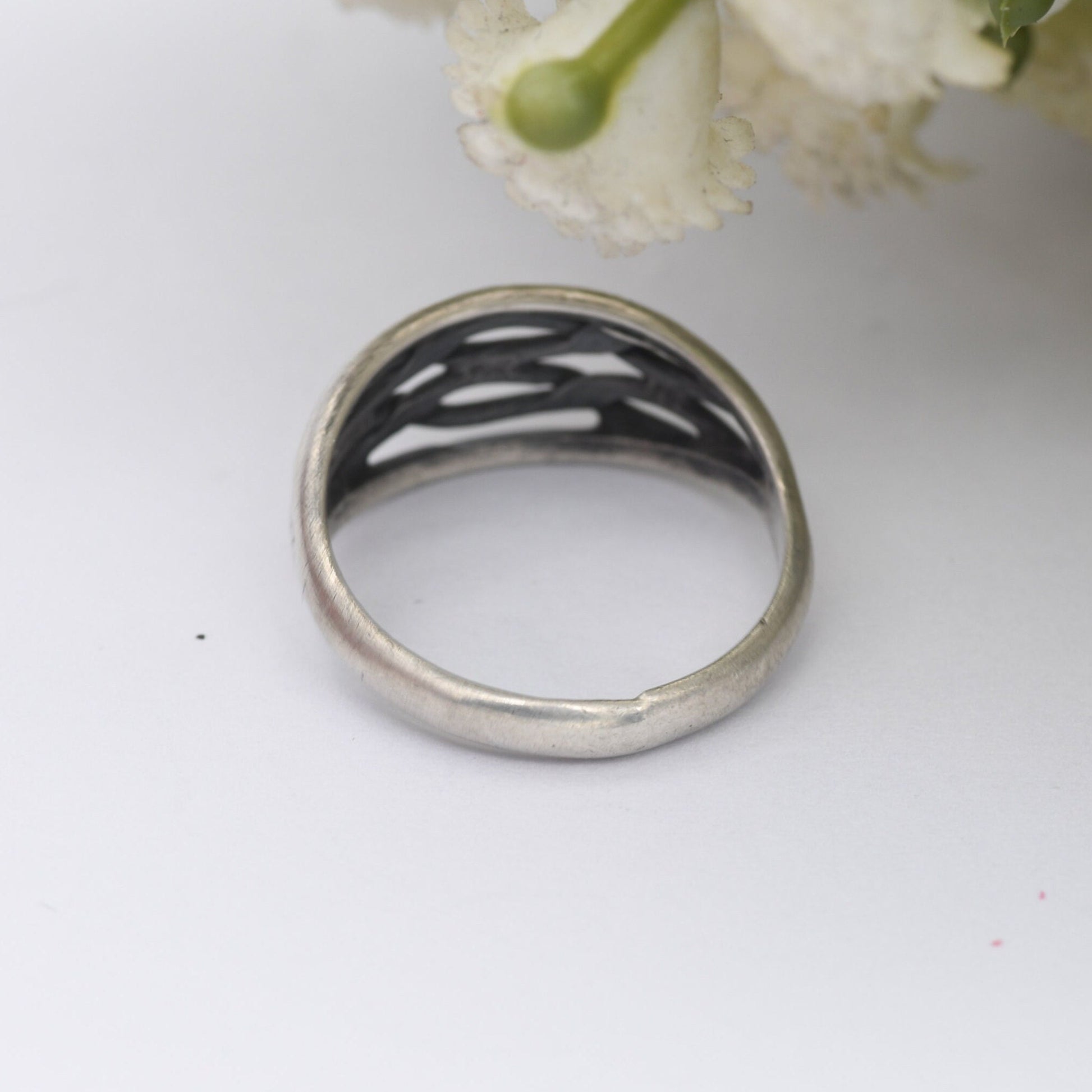 Vintage Sterling Silver Woven Band Ring - Knotted Band Minimalist Ring | Unisex Design | UK Size - J 1/2 | US Size - 5