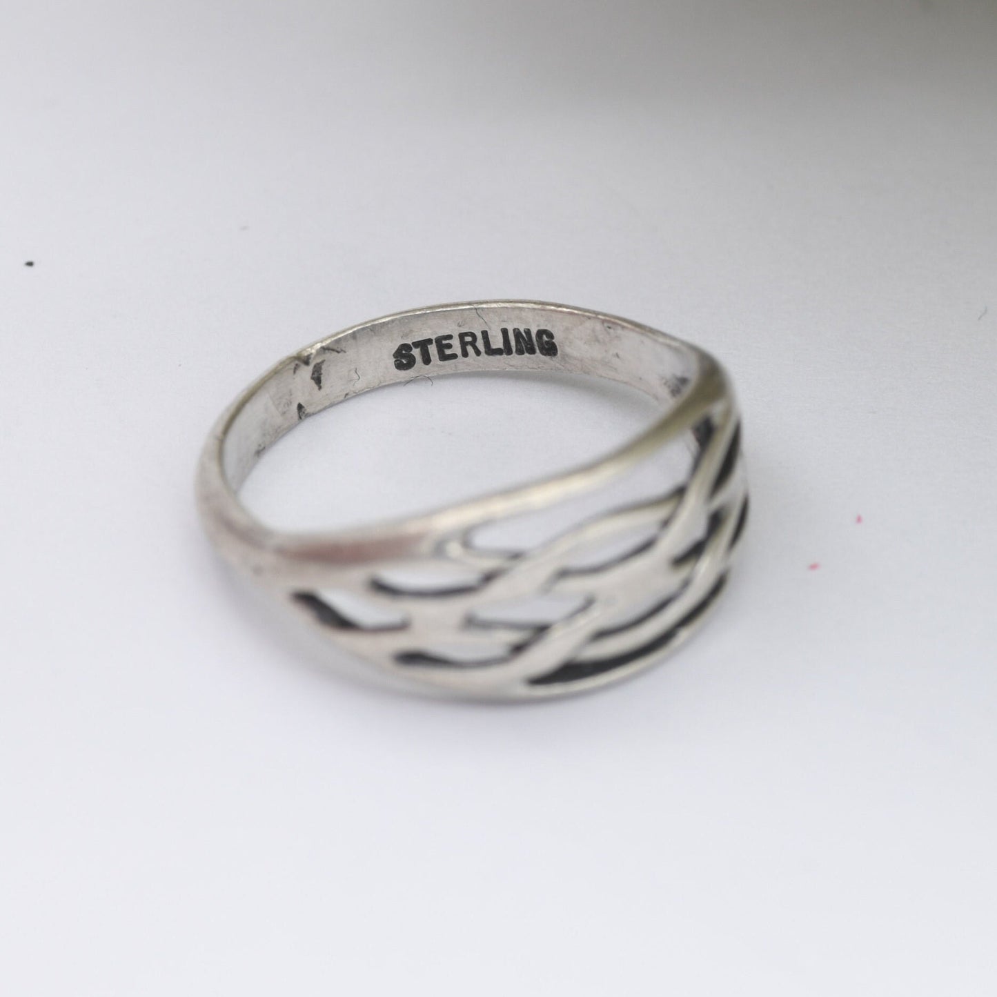 Vintage Sterling Silver Woven Band Ring - Knotted Band Minimalist Ring | Unisex Design | UK Size - J 1/2 | US Size - 5