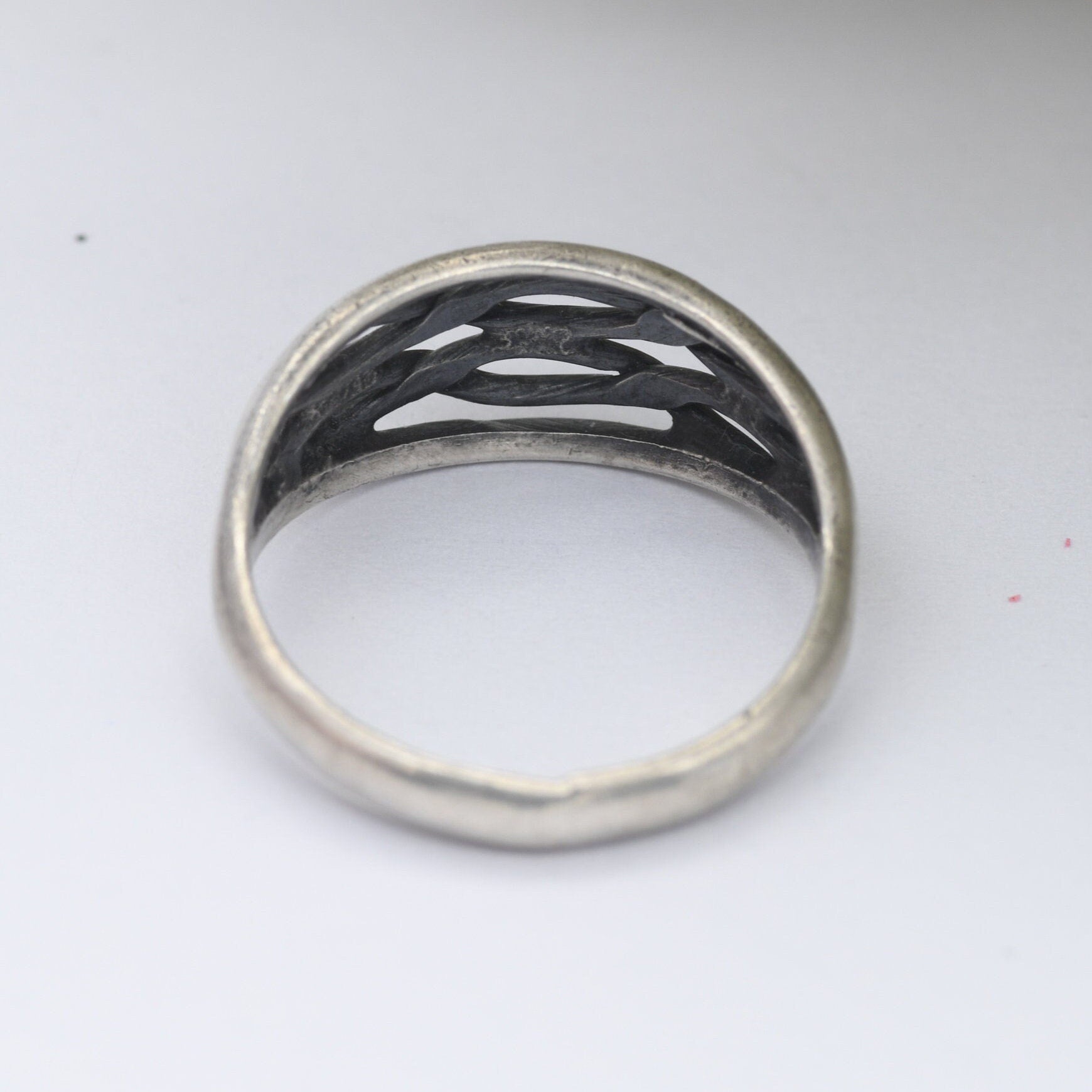 Vintage Sterling Silver Woven Band Ring - Knotted Band Minimalist Ring | Unisex Design | UK Size - J 1/2 | US Size - 5