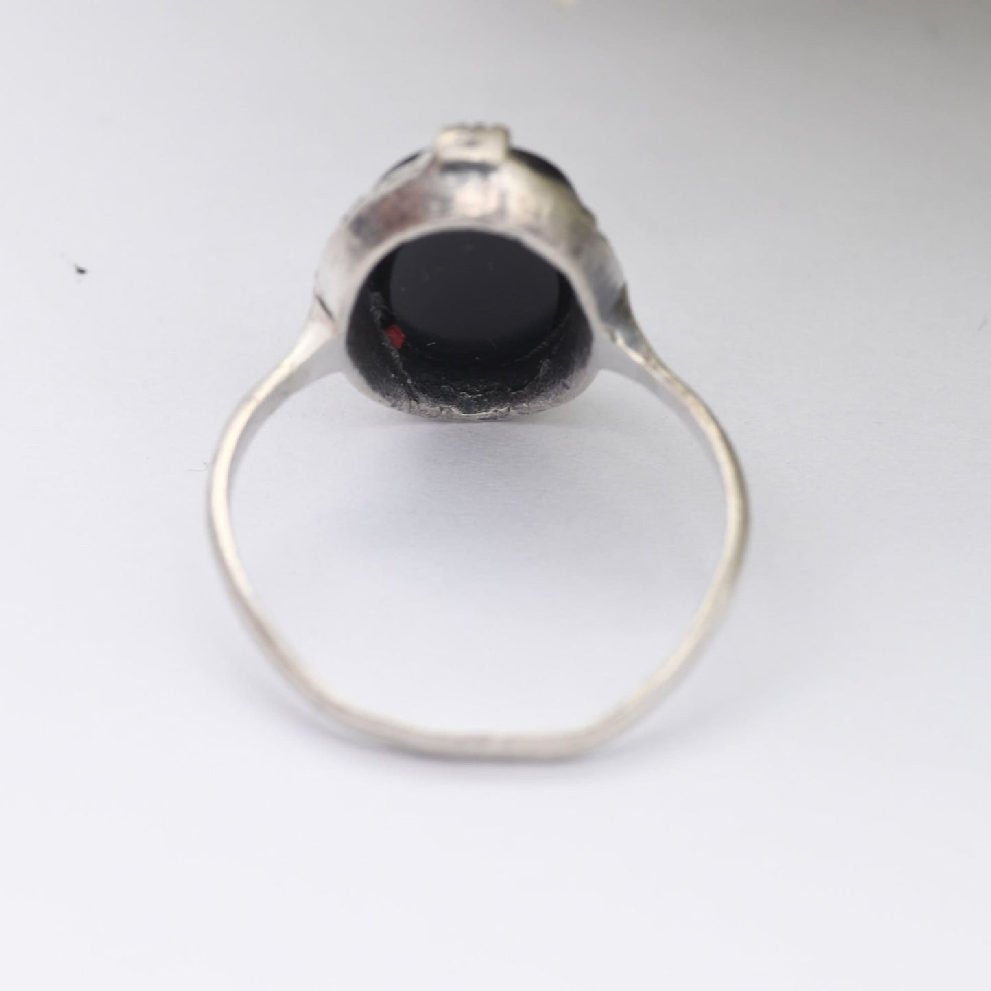 Vintage Sterling Silver Onyx and Marcasite Ring - Art Deco Style Cocktail Ring | UK Size - N | US Size - 6 3/4