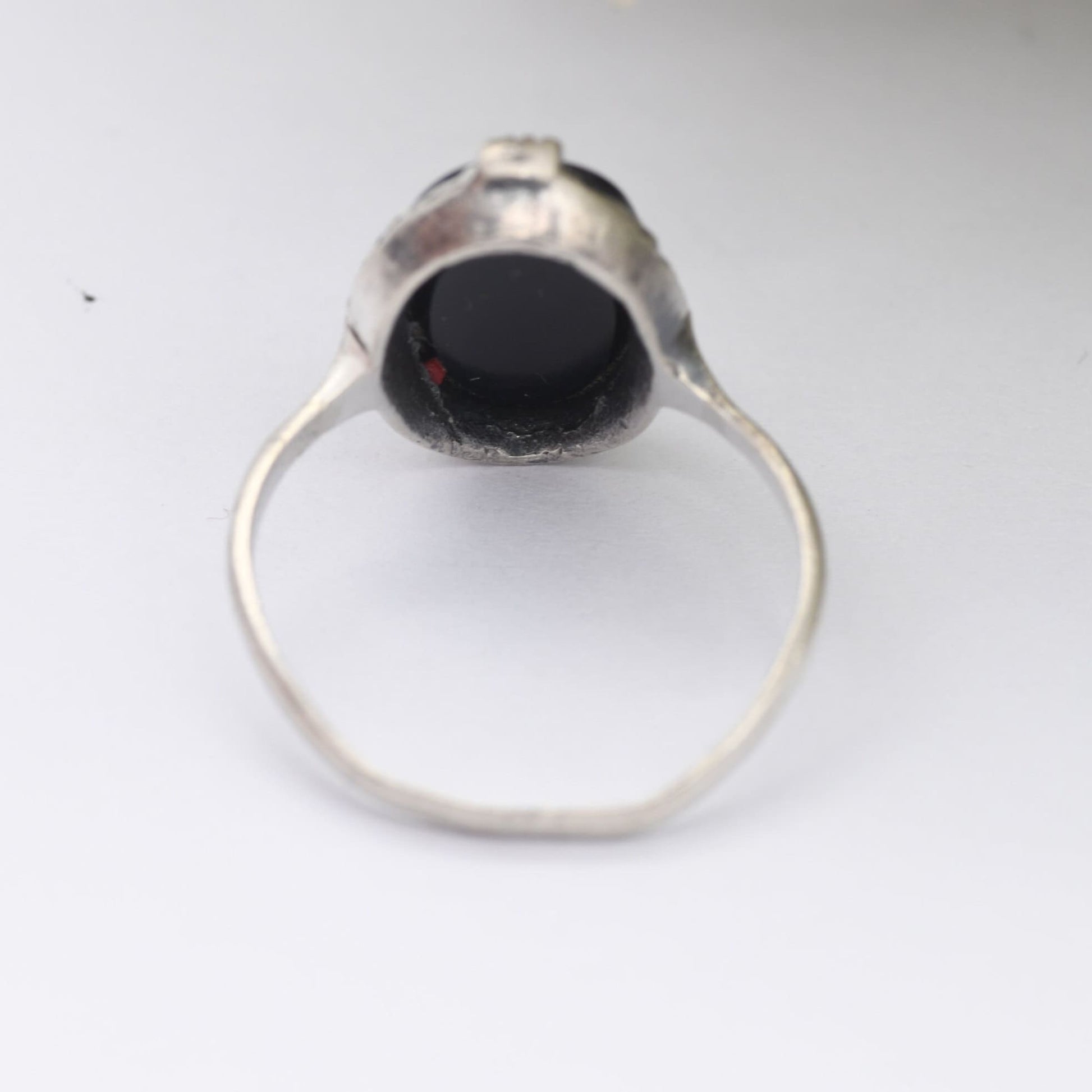 Vintage Sterling Silver Onyx and Marcasite Ring - Art Deco Style Cocktail Ring | UK Size - N | US Size - 6 3/4