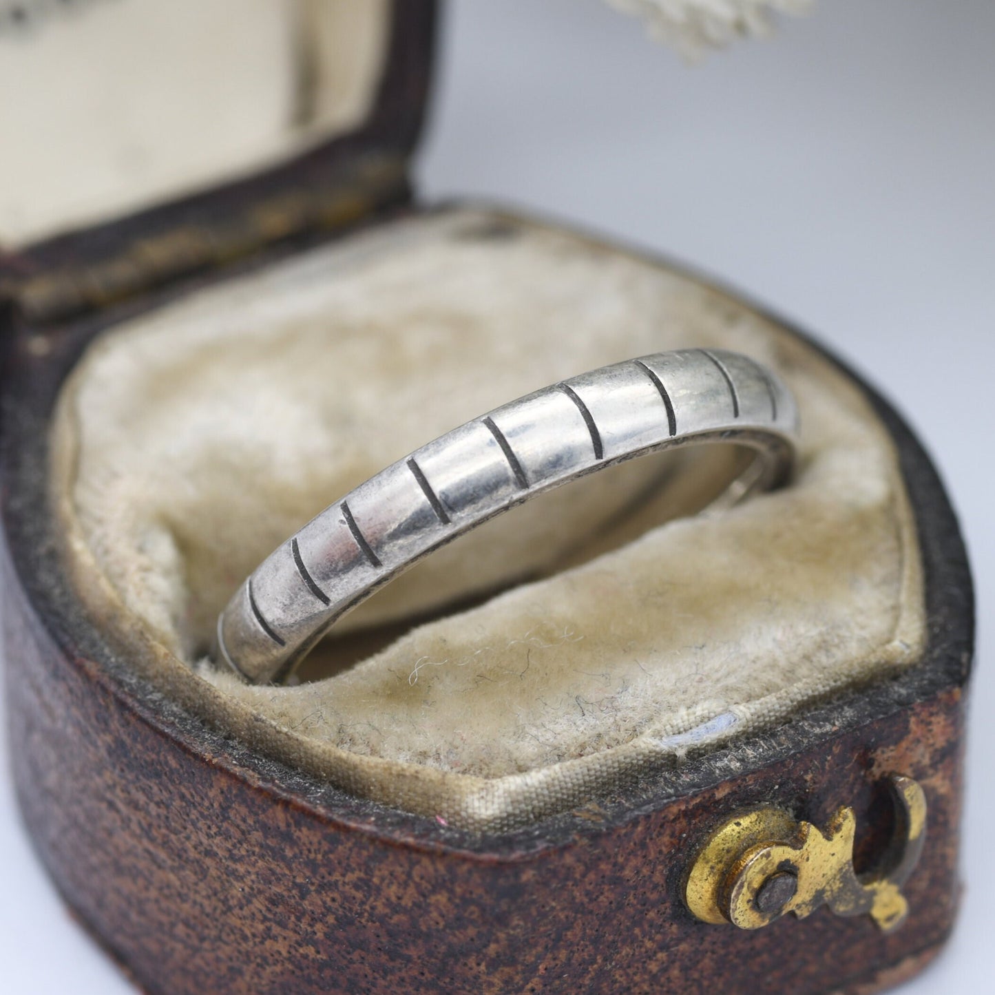 Sterling Silver Striped Band Ring 2002 - Y2K Silver Jewellery | UK Size - N | US Size - 6 3/4