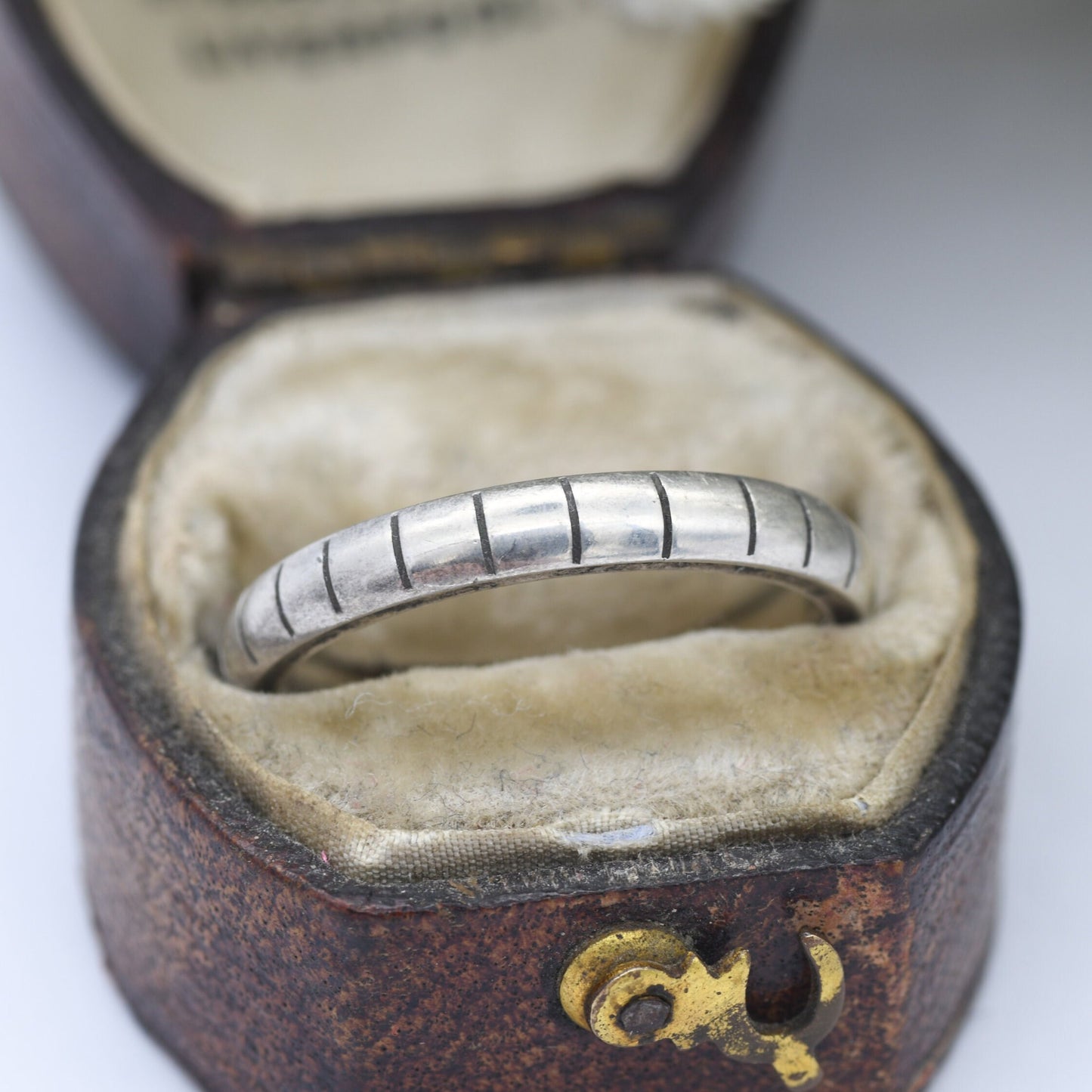Sterling Silver Striped Band Ring 2002 - Y2K Silver Jewellery | UK Size - N | US Size - 6 3/4