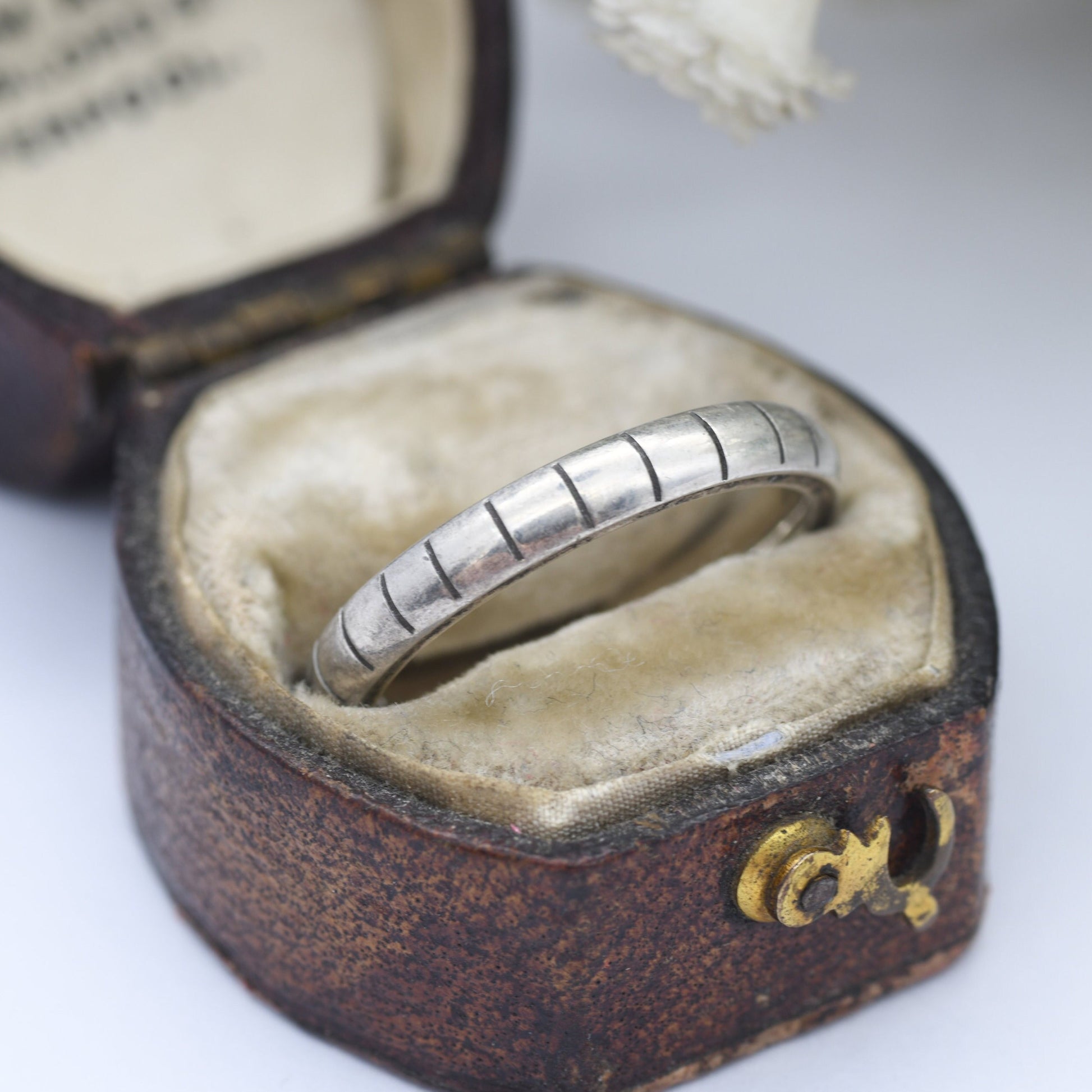 Sterling Silver Striped Band Ring 2002 - Y2K Silver Jewellery | UK Size - N | US Size - 6 3/4