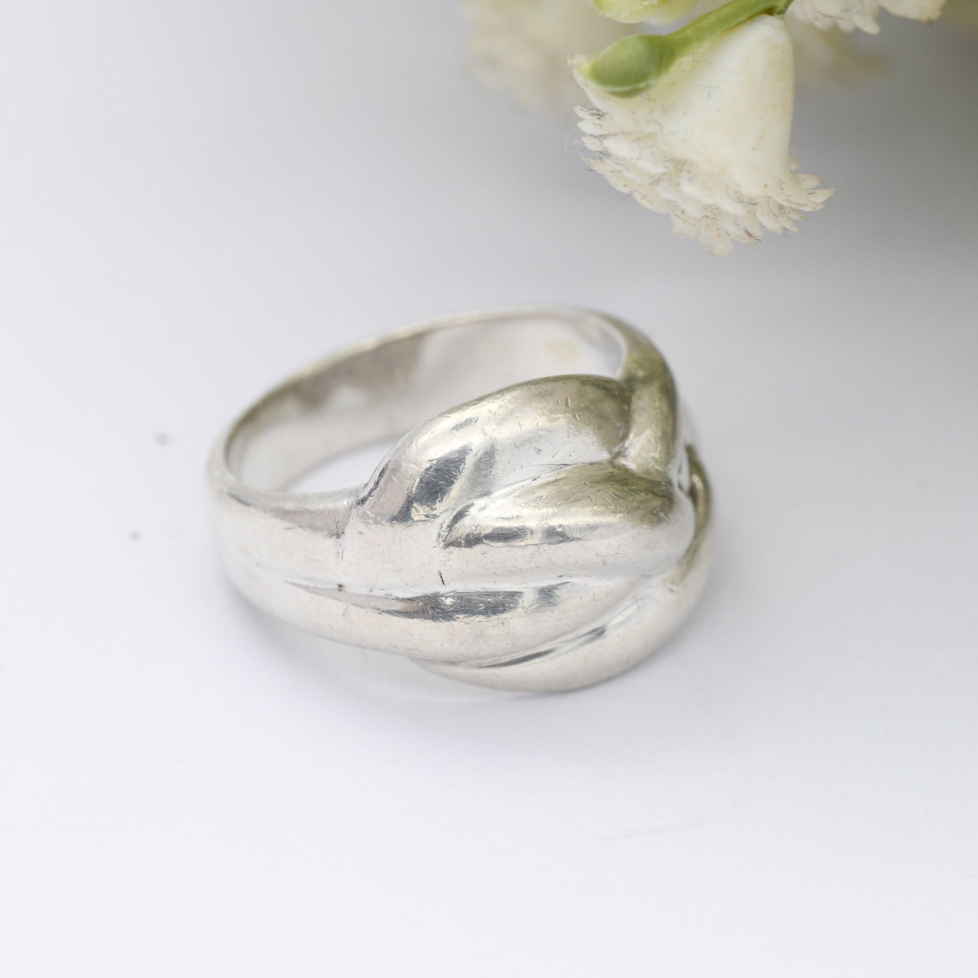 Vintage Sterling Silver Chunky Knot Ring - Textured Statement Ring | Large Unisex | UK Size - N | US Size - 6 3/4