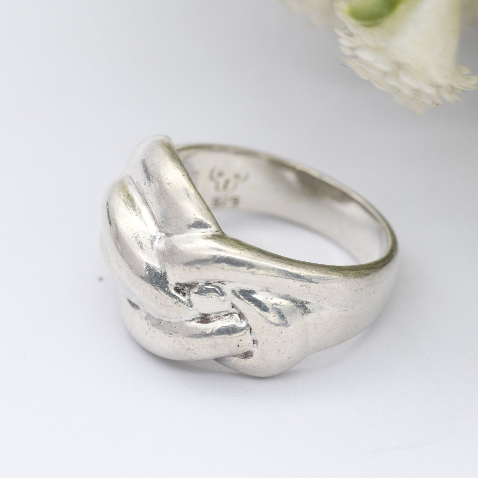 Vintage Sterling Silver Chunky Knot Ring - Textured Statement Ring | Large Unisex | UK Size - N | US Size - 6 3/4