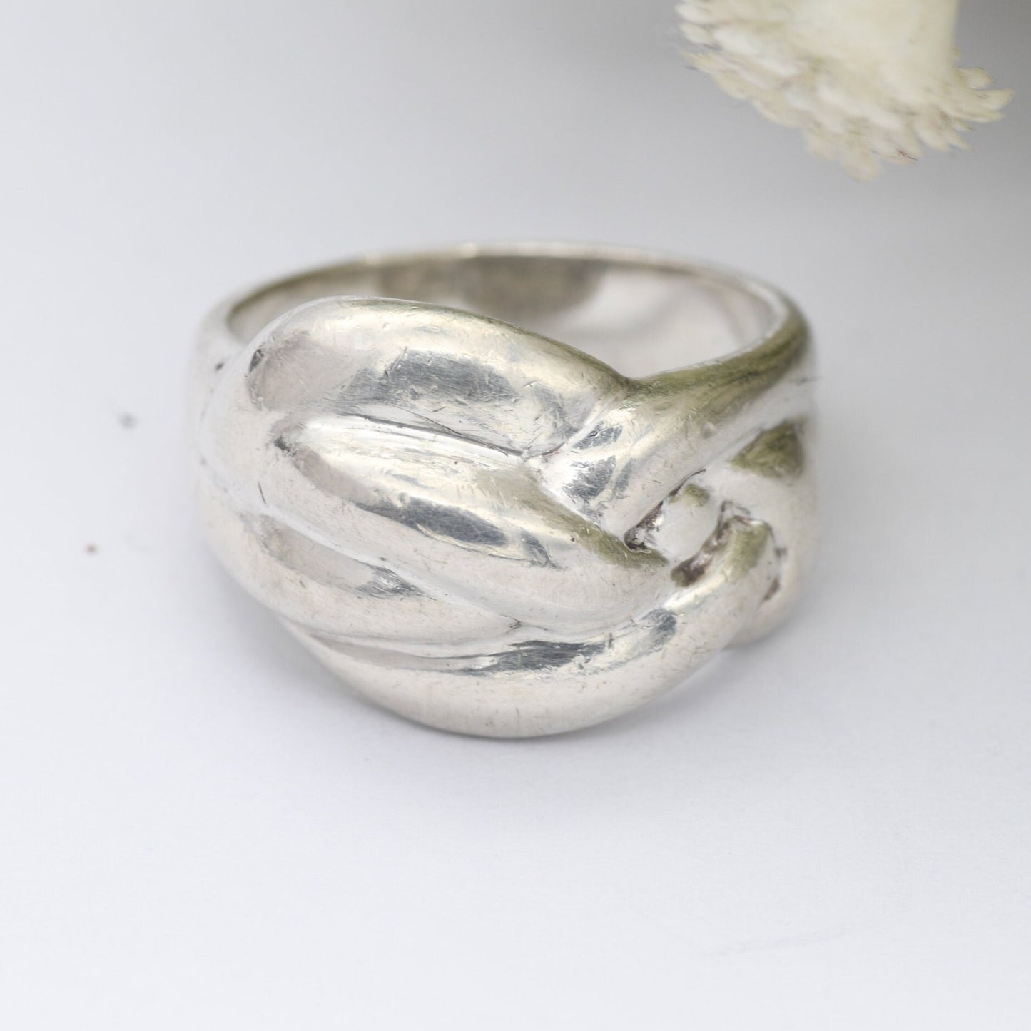 Vintage Sterling Silver Chunky Knot Ring - Textured Statement Ring | Large Unisex | UK Size - N | US Size - 6 3/4