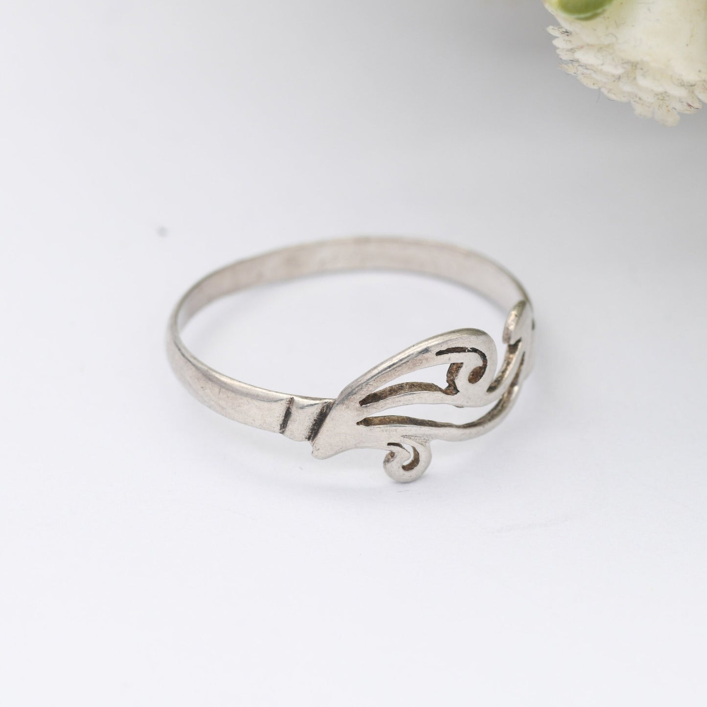 Vintage Sterling Silver Wave Form Ring - Openwork Minimalist Band | UK Size - R 1/2 | US Size - 9
