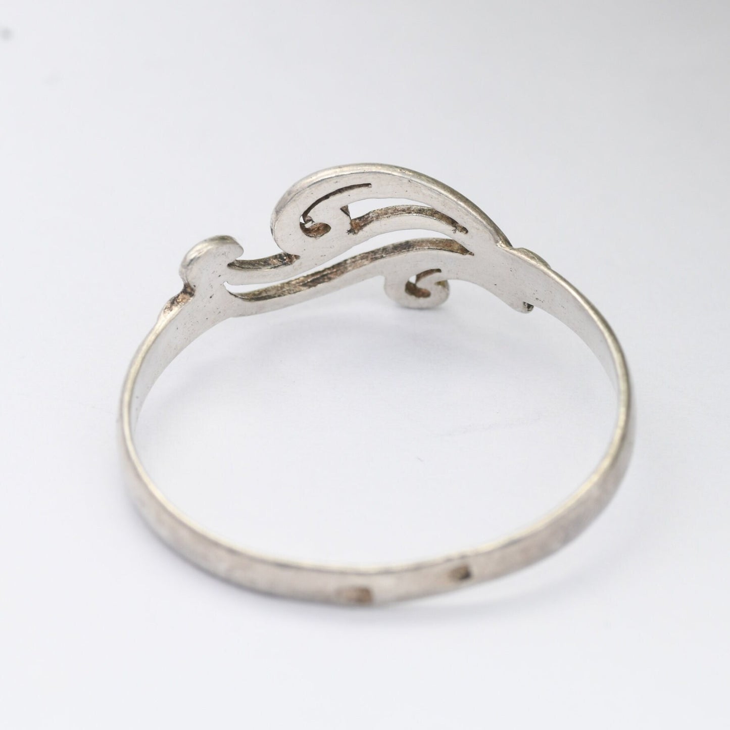 Vintage Sterling Silver Wave Form Ring - Openwork Minimalist Band | UK Size - R 1/2 | US Size - 9