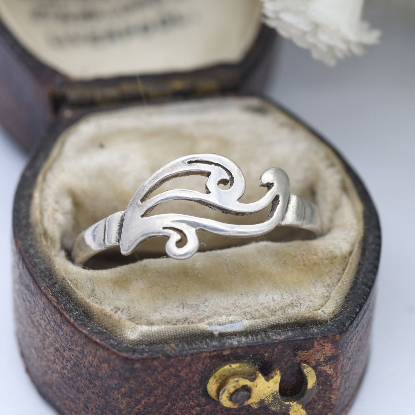 Vintage Sterling Silver Wave Form Ring - Openwork Minimalist Band | UK Size - R 1/2 | US Size - 9