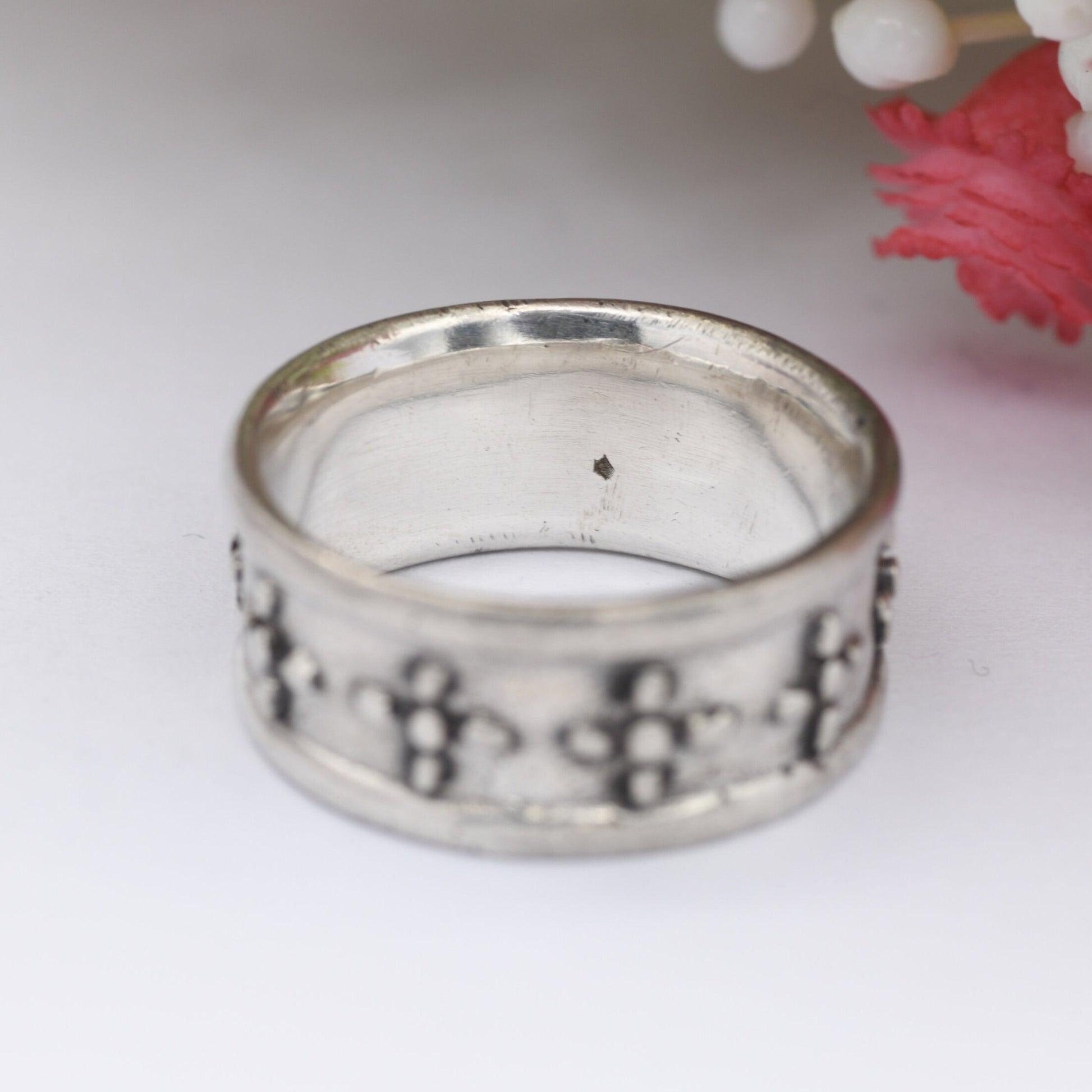 Vintage Sterling Silver Chunky Band Ring 1975 - Mid-Century Unisex Silver | UK Size - N 1/2 / US Size - 7