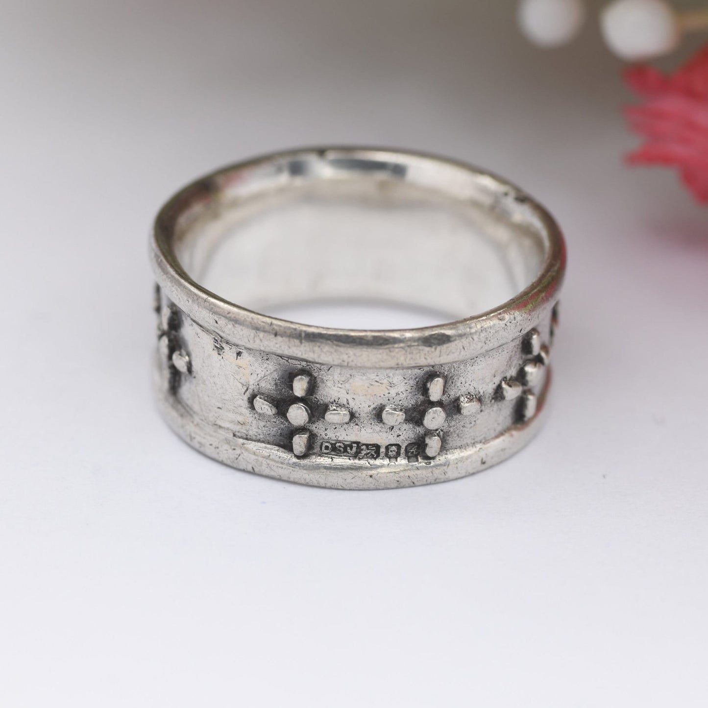 Vintage Sterling Silver Chunky Band Ring 1975 - Mid-Century Unisex Silver | UK Size - N 1/2 / US Size - 7