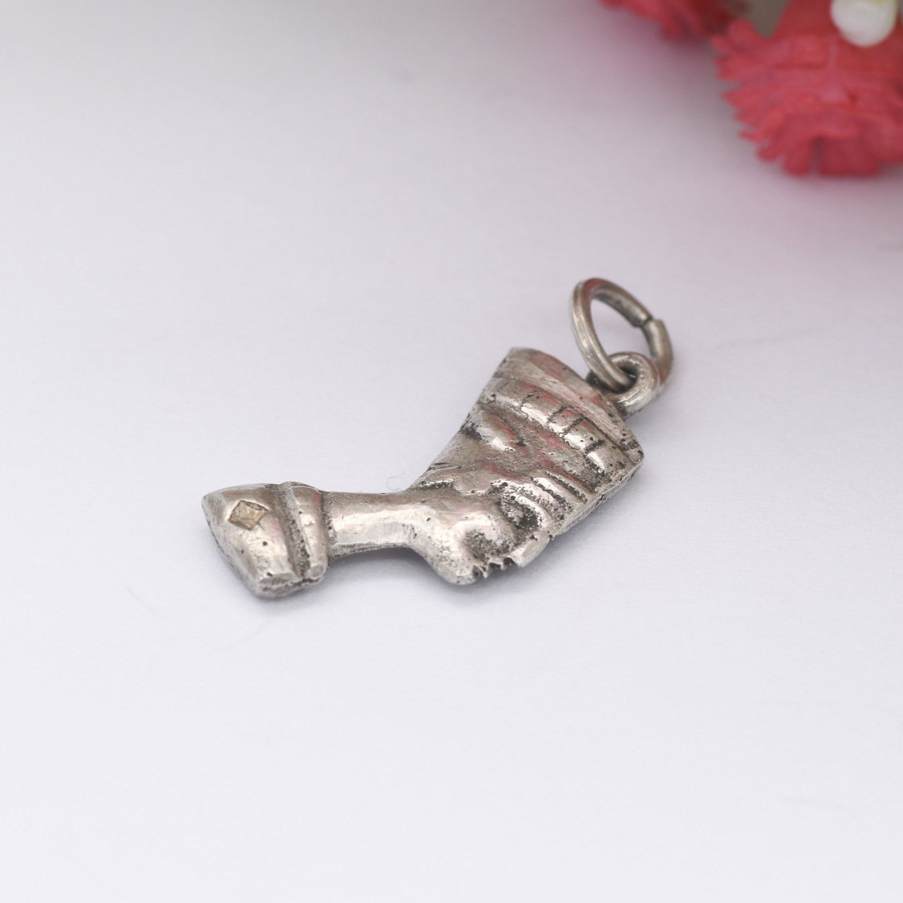 Vintage Egyptian Silver Queen Nefertiti Pendant - Queen's Head Charm | Bust Portrait