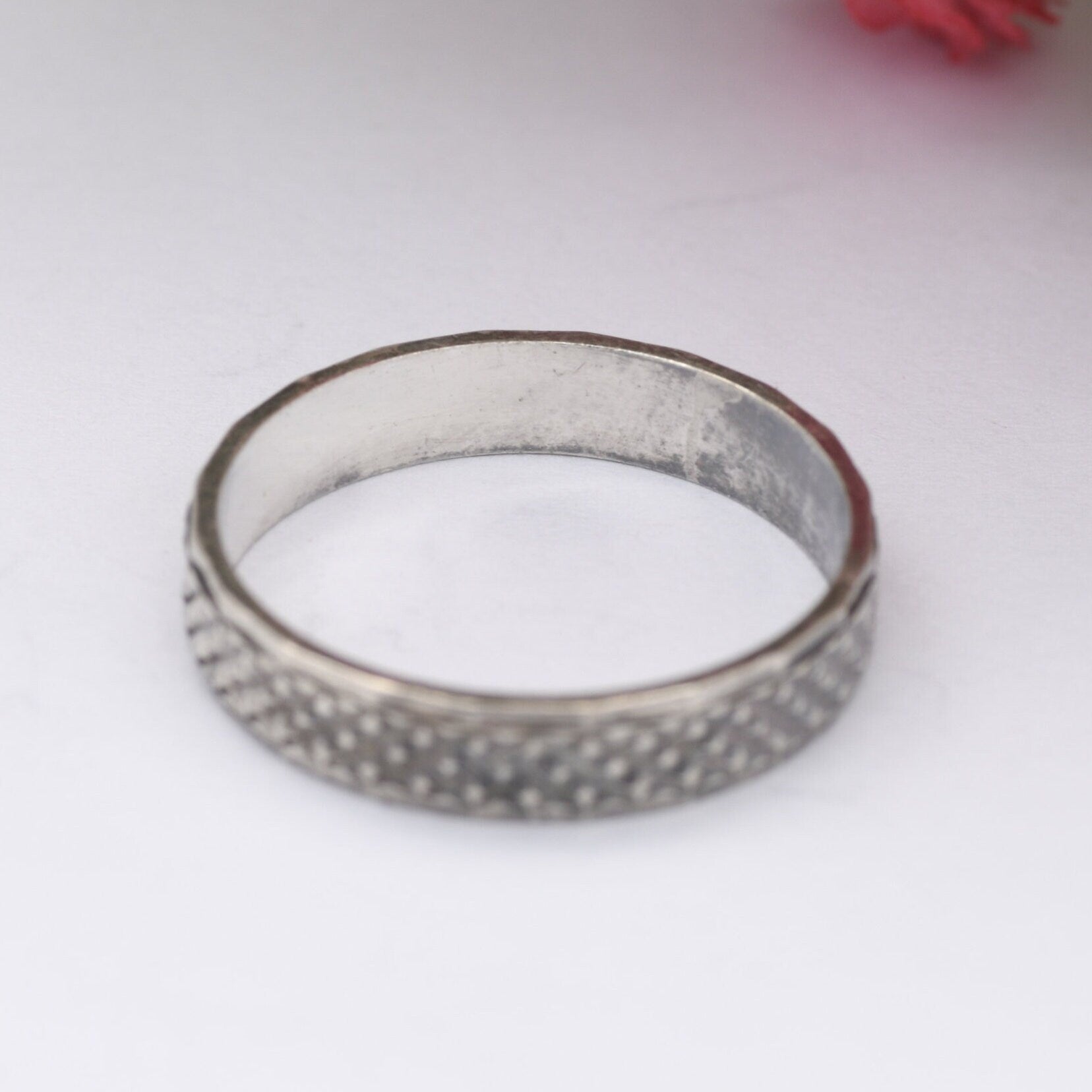 Vintage Sterling Silver Diamond Cut Band Ring - Mid-Century Minimalist | UK Size - O | US Size - 7 1/4