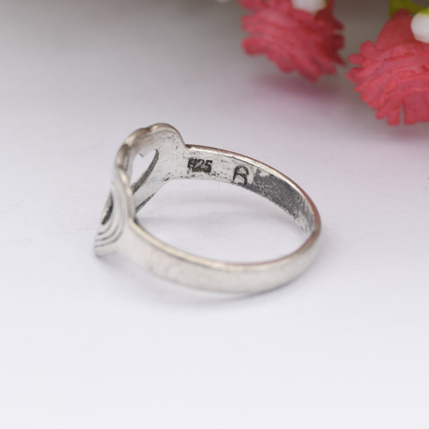 Vintage Sterling Silver Heart Ring - Two Linked Love Hearts | Friendship Love Gift | UK Size - L | US Size - 5 3/4