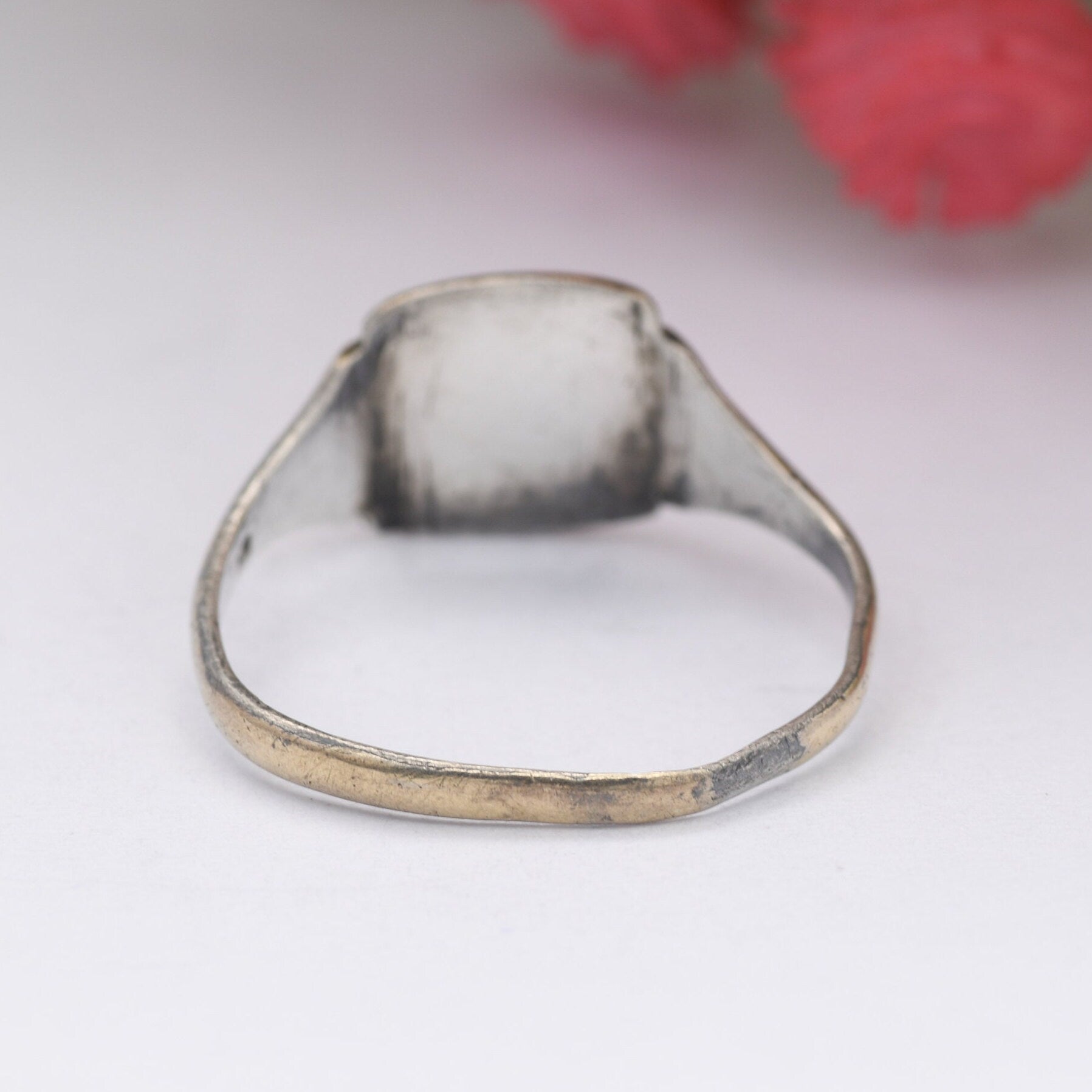 Vintage 9ct Gold Plated Sterling Silver Signet Ring - Blank Face No Engraving | UK Size - M 1/2 | US Size - 6 1/2