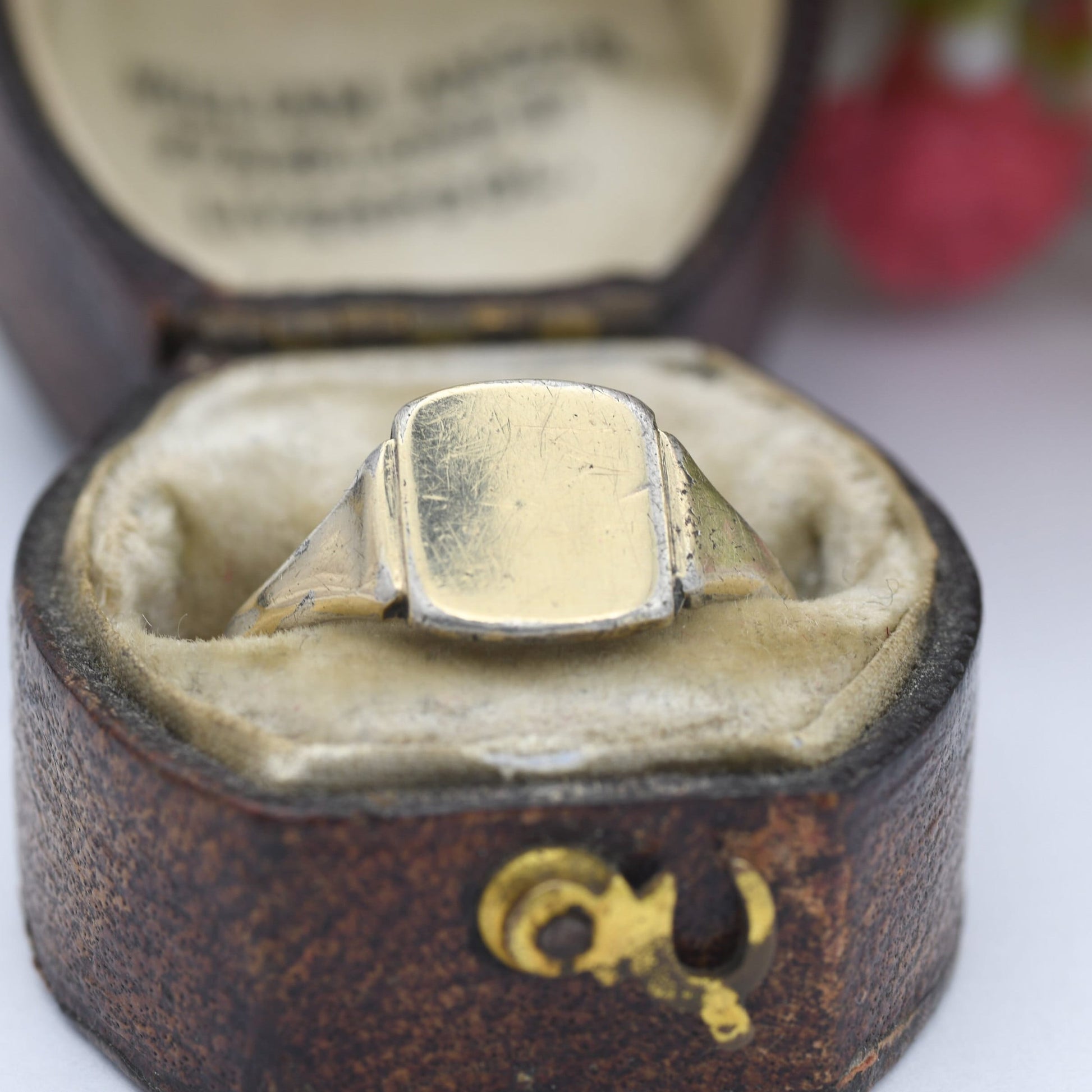 Vintage 9ct Gold Plated Sterling Silver Signet Ring - Blank Face No Engraving | UK Size - M 1/2 | US Size - 6 1/2