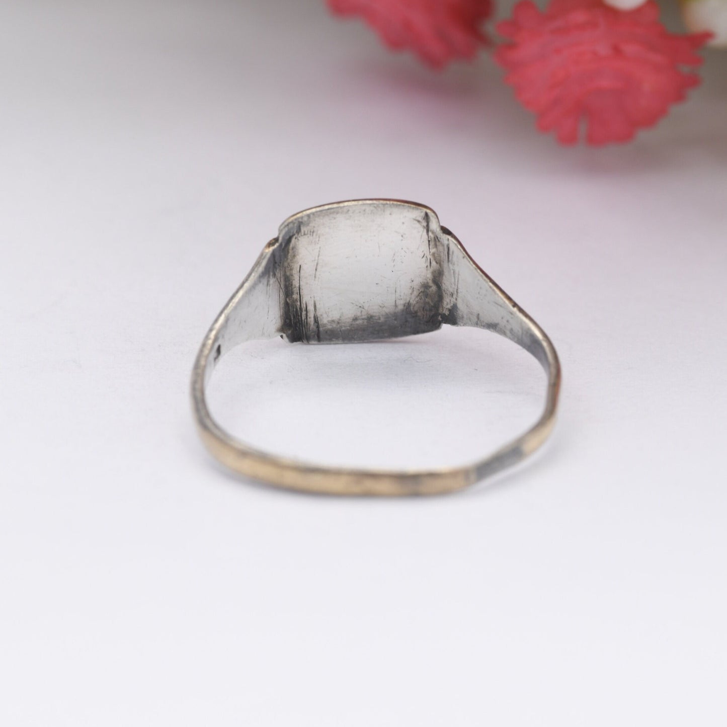 Vintage 9ct Gold Plated Sterling Silver Signet Ring - Blank Face No Engraving | UK Size - M 1/2 | US Size - 6 1/2