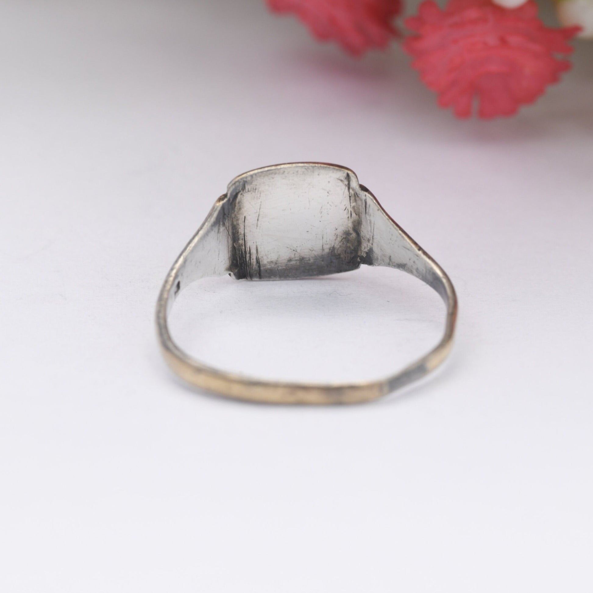 Vintage 9ct Gold Plated Sterling Silver Signet Ring - Blank Face No Engraving | UK Size - M 1/2 | US Size - 6 1/2