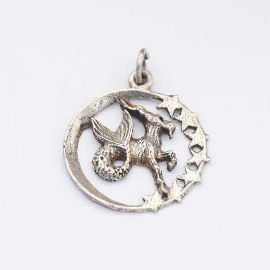 Vintage Silver Capricorn Ram Pendant - Openwork Zodiac Sign | Astrology Necklace | Horoscope Symbol | December January Birthday Gift