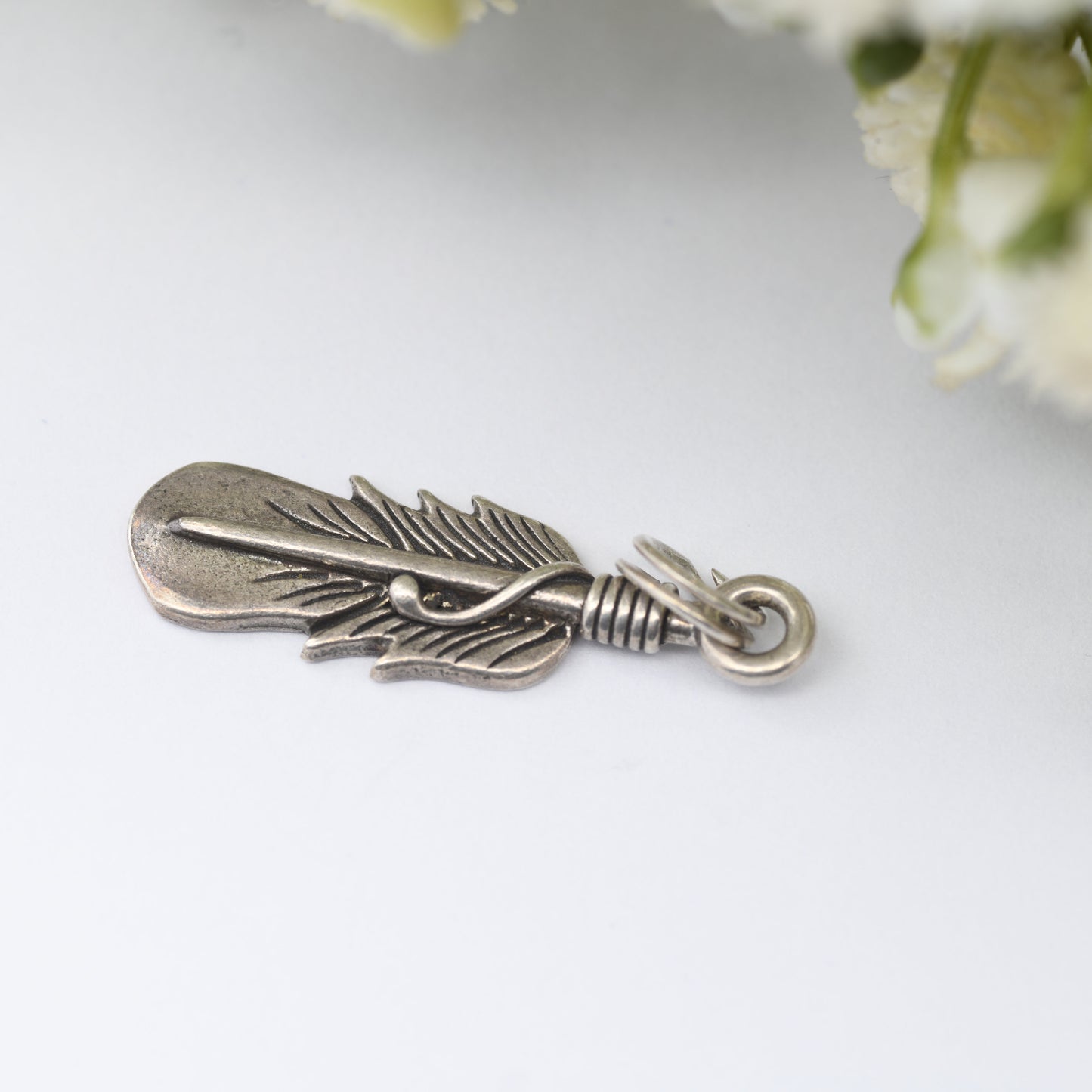 Vintage Navajo Sterling Silver Feather Charm Pendant - Signed with Shop Mark | Spiritual Symbol of Power and Freedom