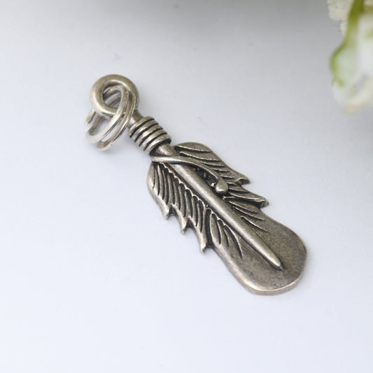 Vintage Navajo Sterling Silver Feather Charm Pendant - Signed with Shop Mark | Spiritual Symbol of Power and Freedom