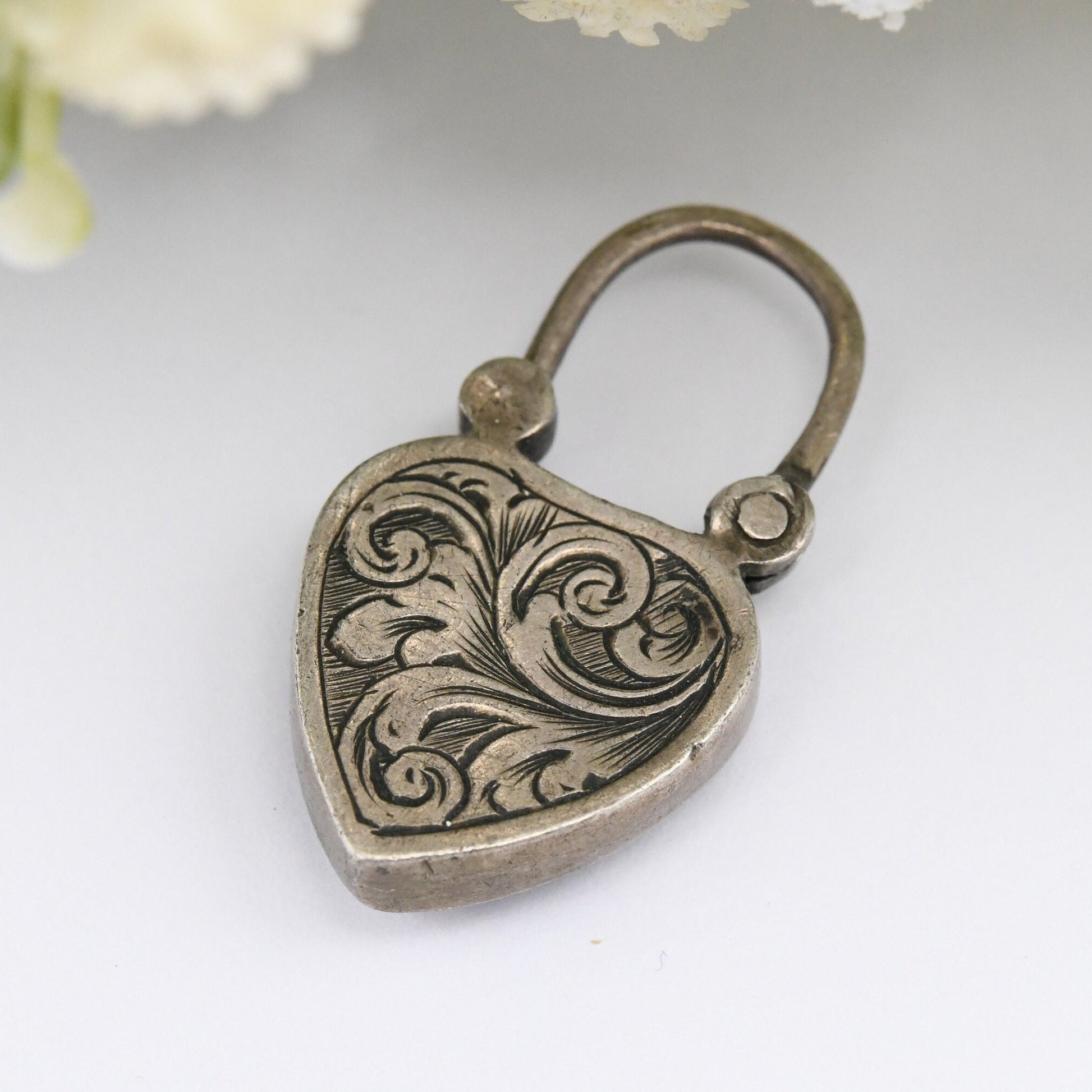 Antique Victorian Agate Heart Padlock Pendant