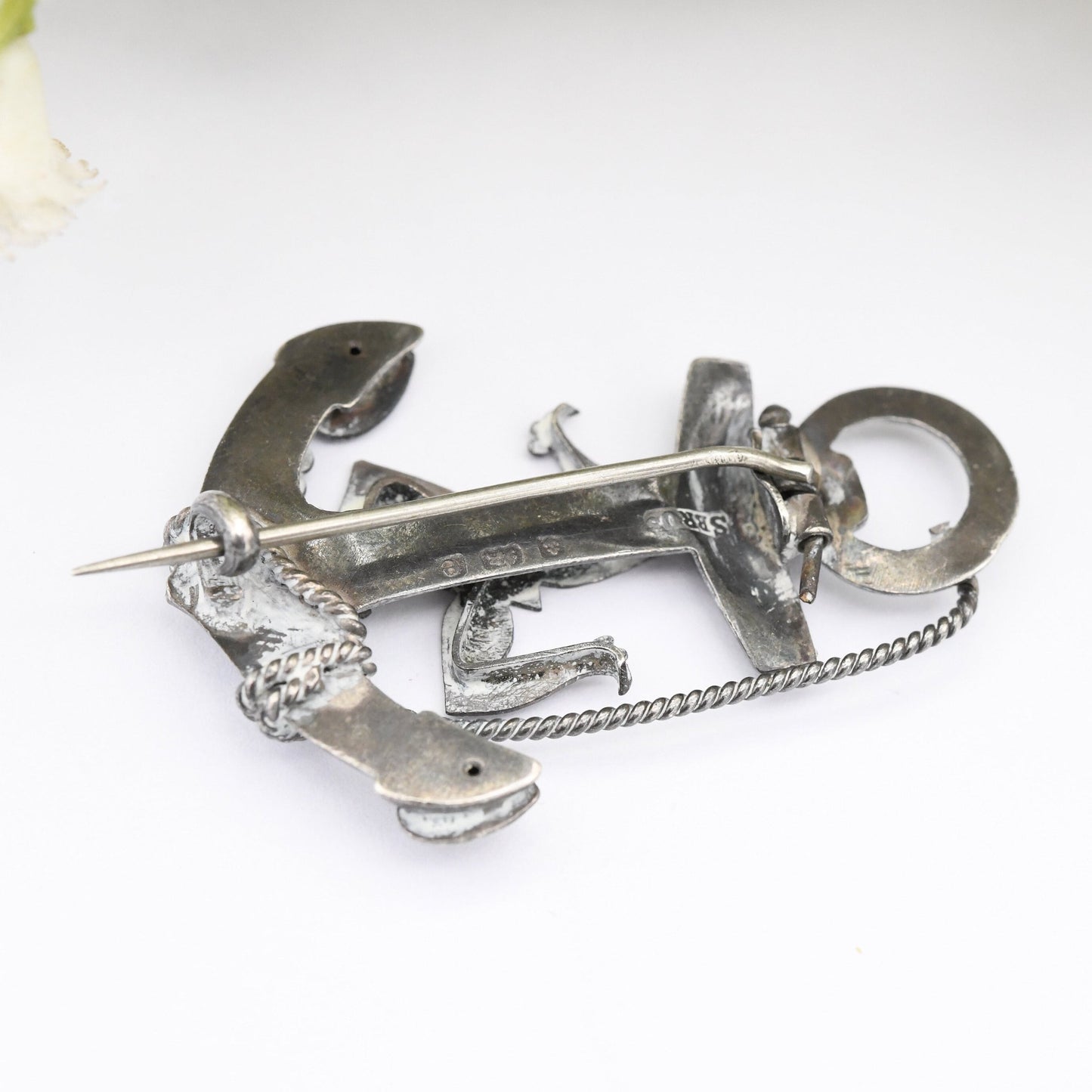 Antique Sterling Silver Isle of Man Anchor Brooch 1904