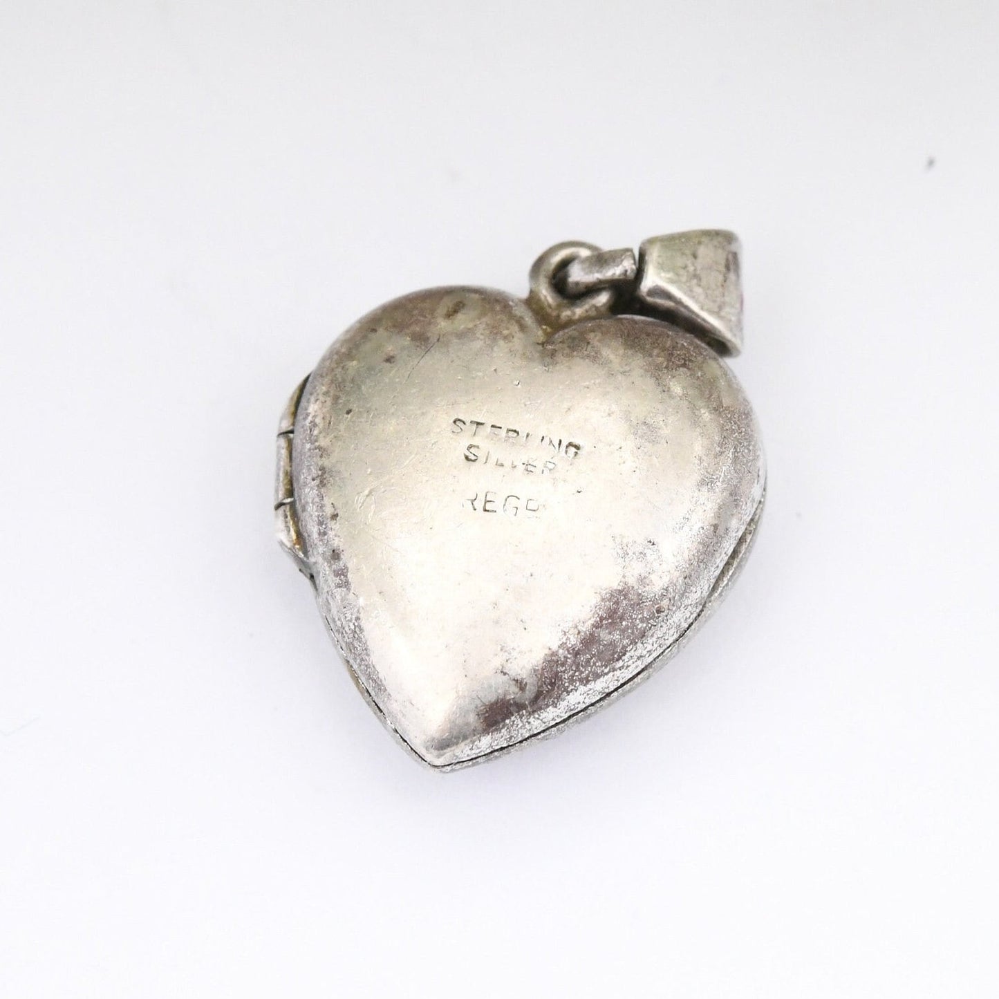 Vintage Sterling Silver Heart Locket Pendant with Marcasite Stones