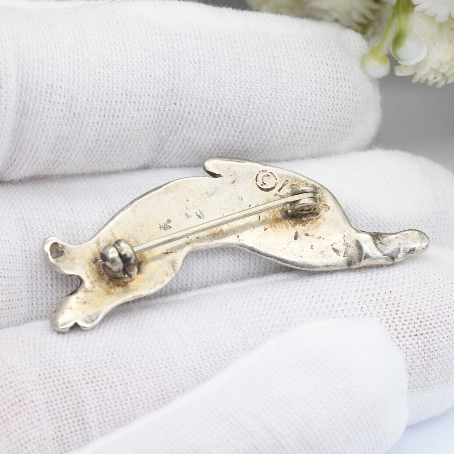 Vintage Sterling Silver Rabbit Brooch - Novelty Animal Jewellery | Leaping Bouncing Bunny Rabbit Jewellery