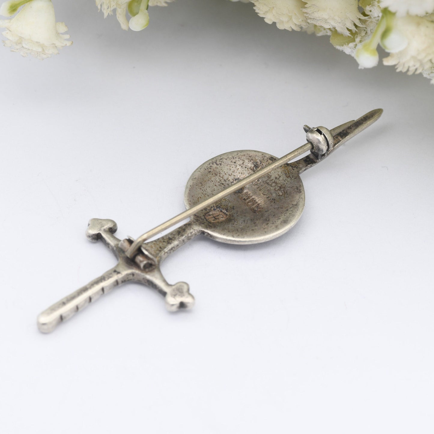 Vintage Iona Scottish Silver Sword & Shield Brooch | Kilt Pin 1959 by John Hart HJ JH - Collectable Scotland Jewellery