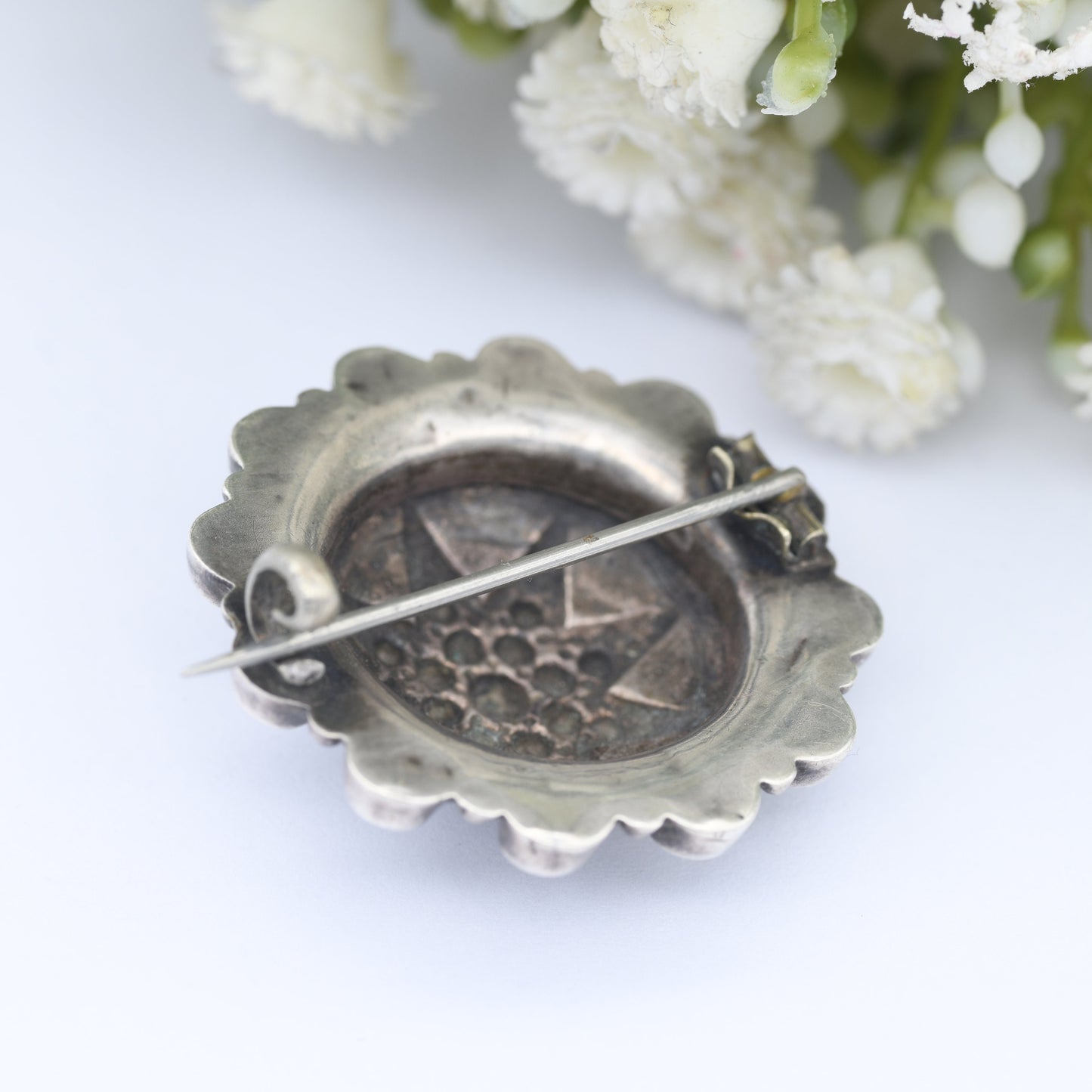 Antique Victorian Sterling Silver Star Brooch - c.19th Century | Textured Boule Brooch