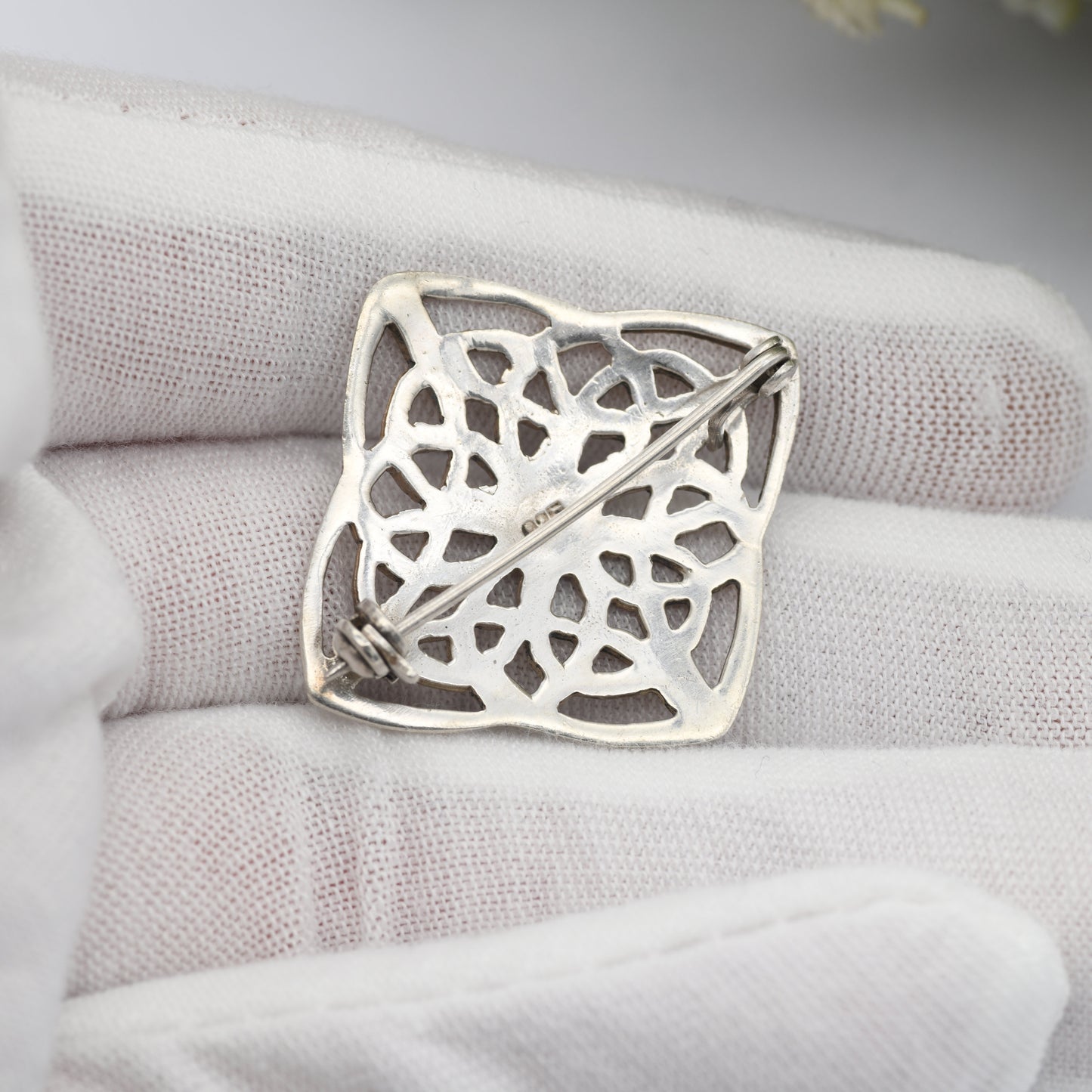 Vintage Scottish Sterling Silver Brooch with Openwork Celtic Knot Design