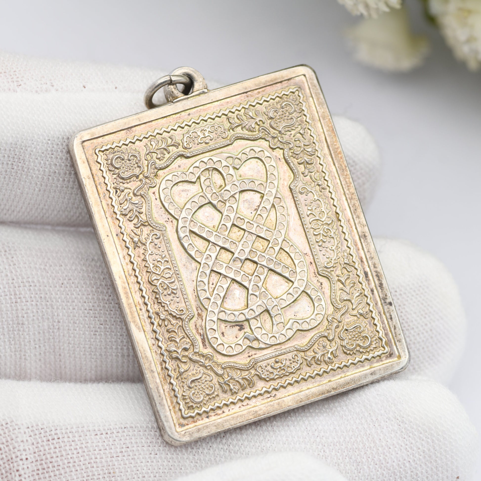 Vintage John Pinches 1977 Sterling Silver Valentine's Day Pendant Medal - Twisted Crossed Hearts Design | Wearable Silver Ingot