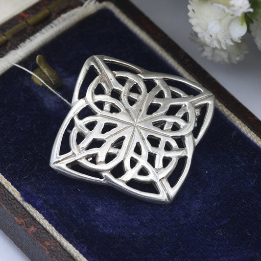 Vintage Scottish Sterling Silver Brooch with Openwork Celtic Knot Design