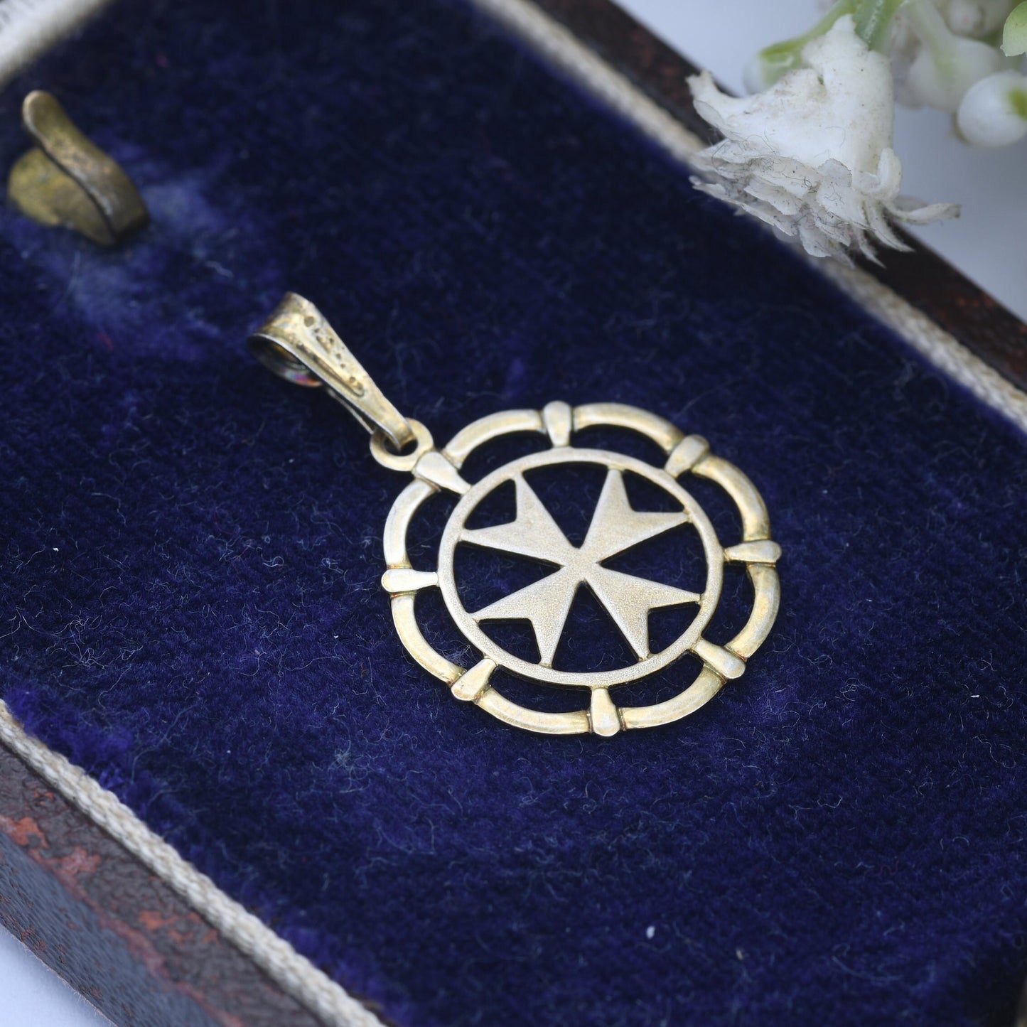 Vintage Sterling Silver Maltese Cross Pendant - Openwork | Gold Plated | DAJ