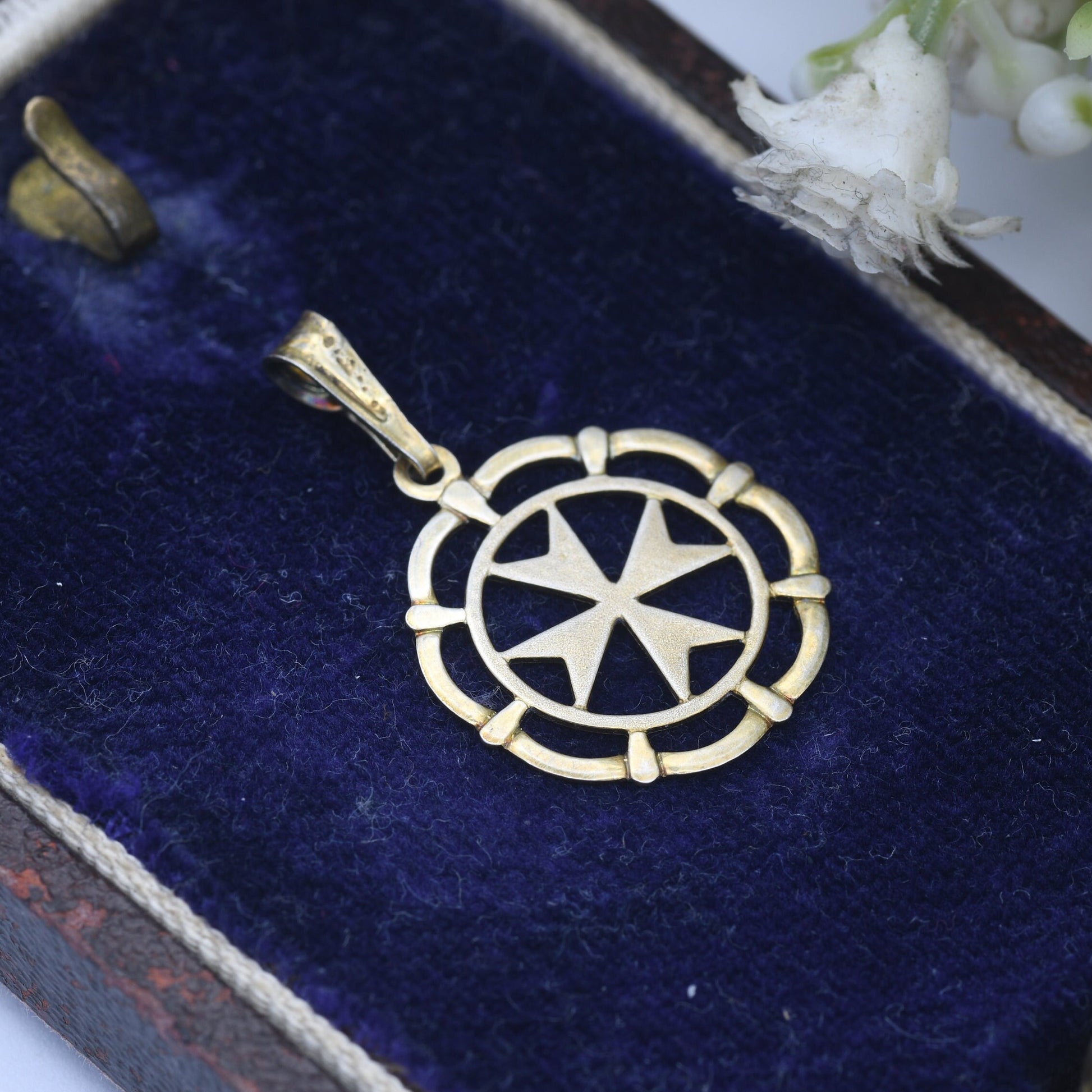Vintage Sterling Silver Maltese Cross Pendant - Openwork | Gold Plated | DAJ