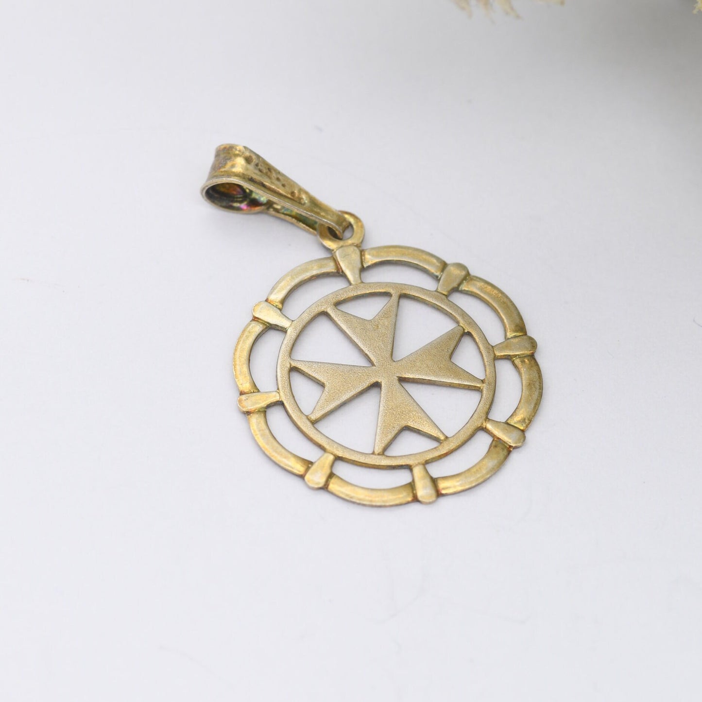 Vintage Sterling Silver Maltese Cross Pendant - Openwork | Gold Plated | DAJ