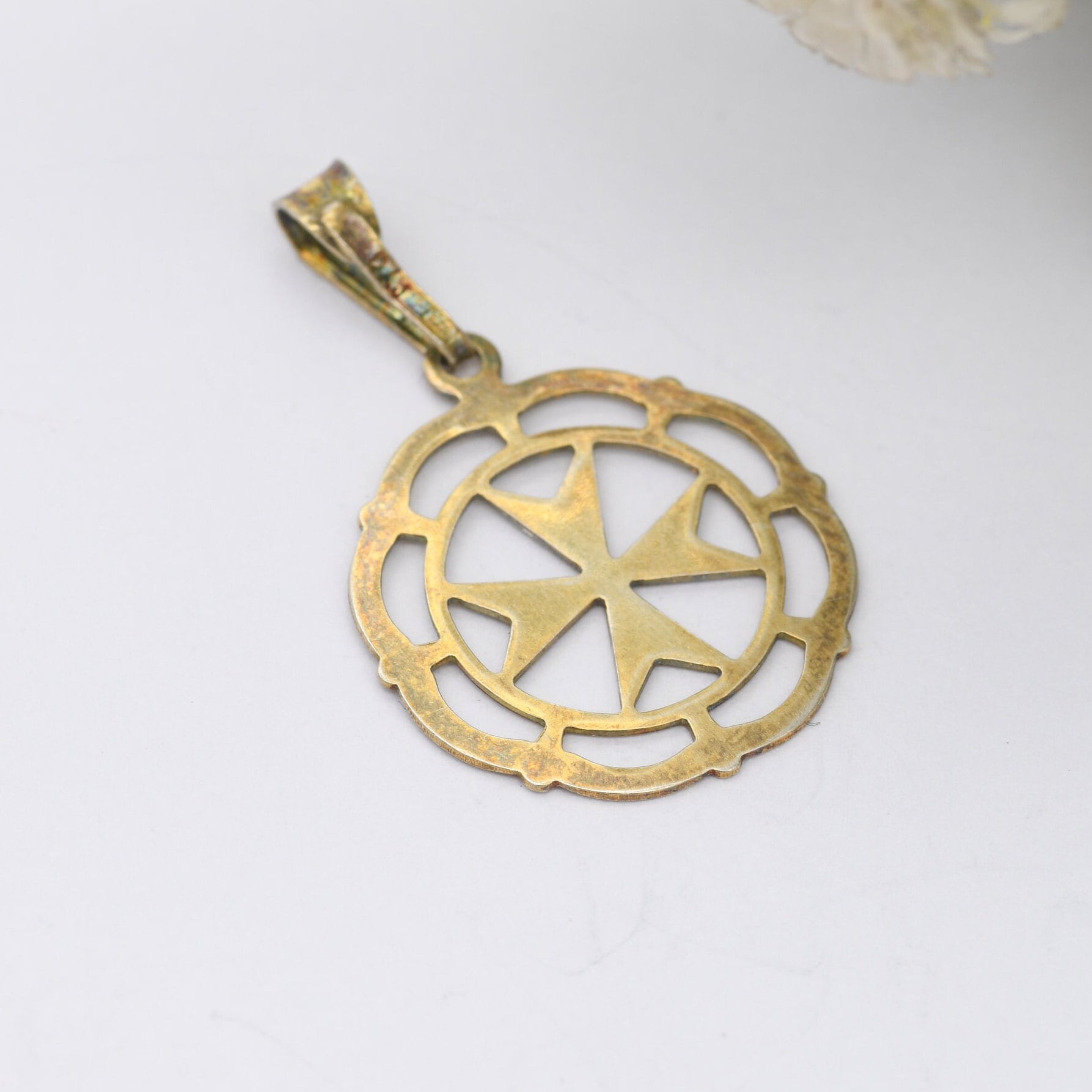 Vintage Sterling Silver Maltese Cross Pendant - Openwork | Gold Plated | DAJ