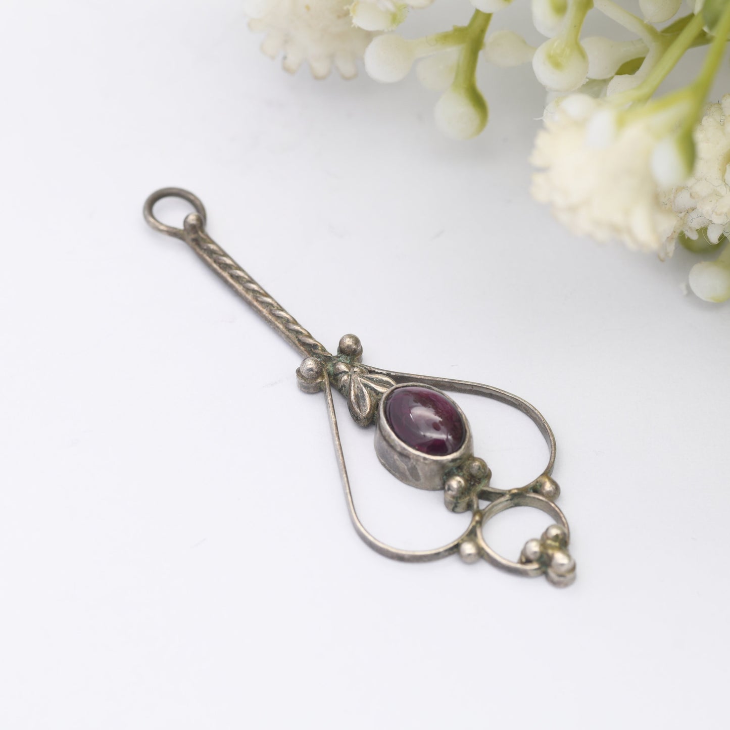 Vintage Silver Rhodolite Garnet Pendant