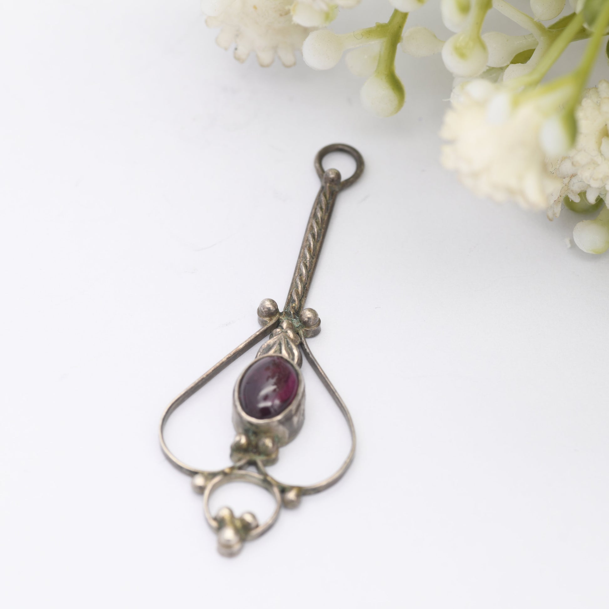 Vintage Silver Rhodolite Garnet Pendant