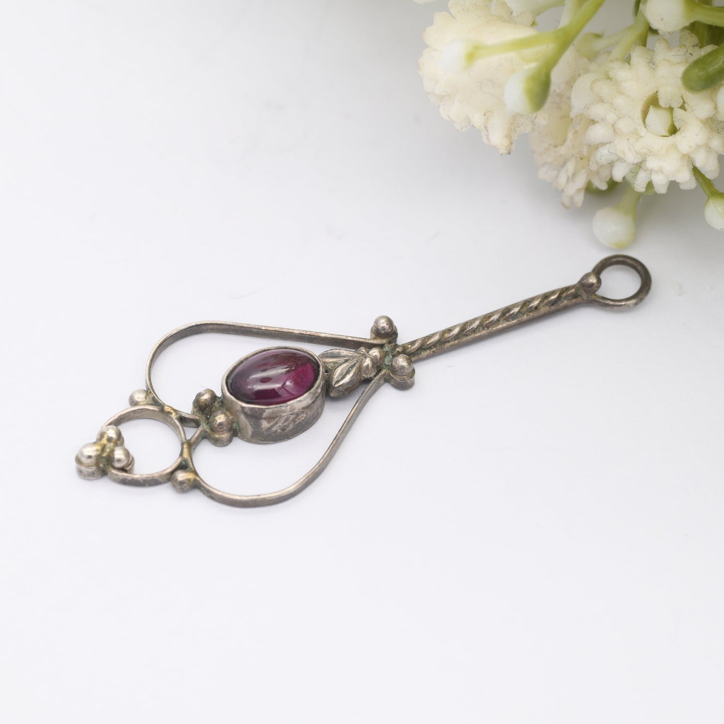 Vintage Silver Rhodolite Garnet Pendant