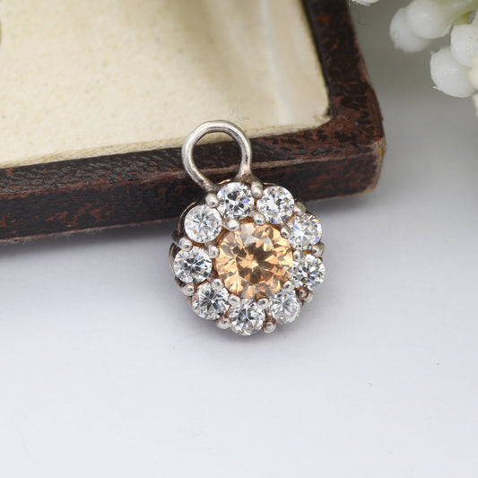 Vintage Sterling Silver CZ Flower Pendant - Floral Cluster | Silver Charm Necklace | Daisy Flower