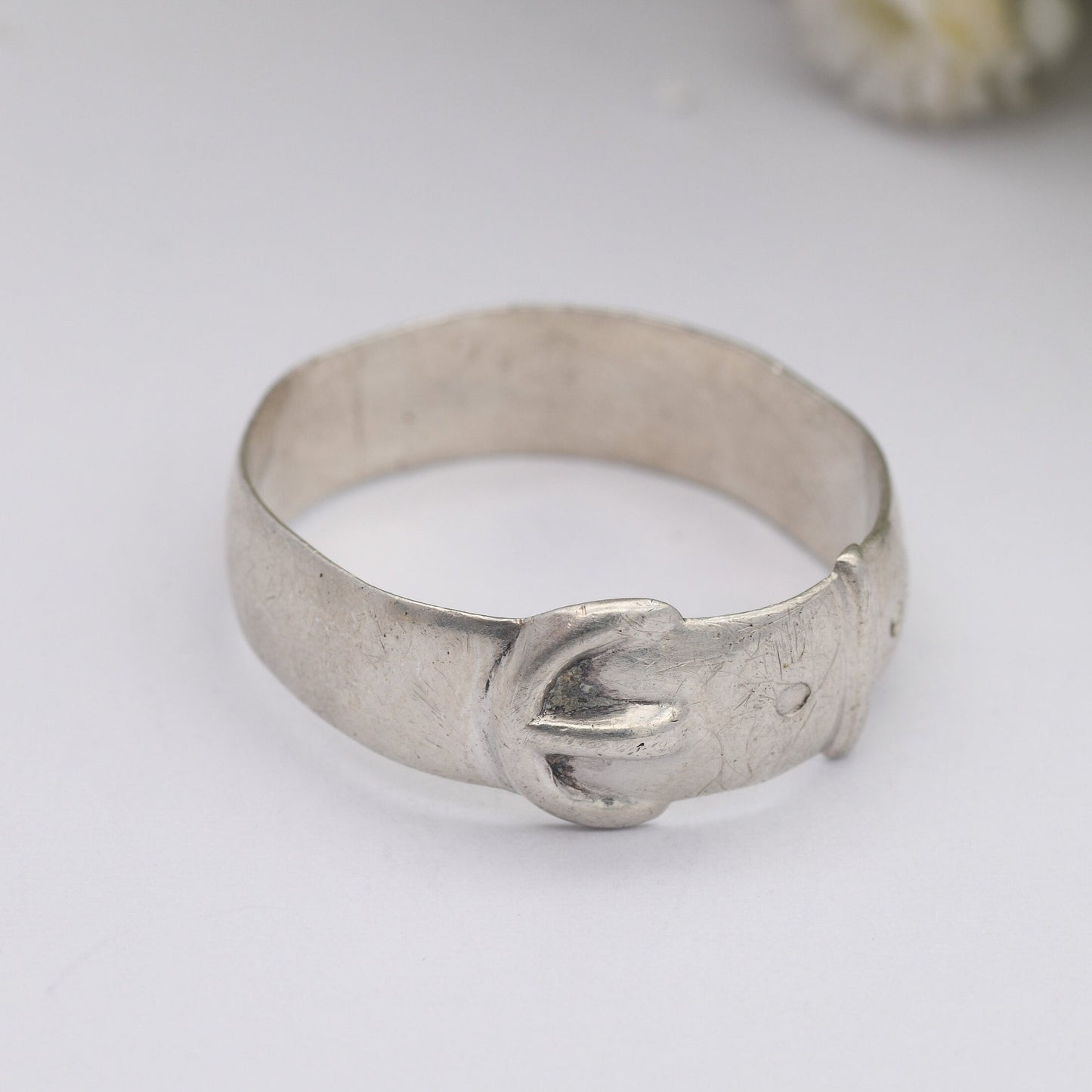 Vintage Sterling Silver Buckle Ring 1984 - Victorian Style | Unisex Belt Band Ring | UK Size - W | US Size - 11