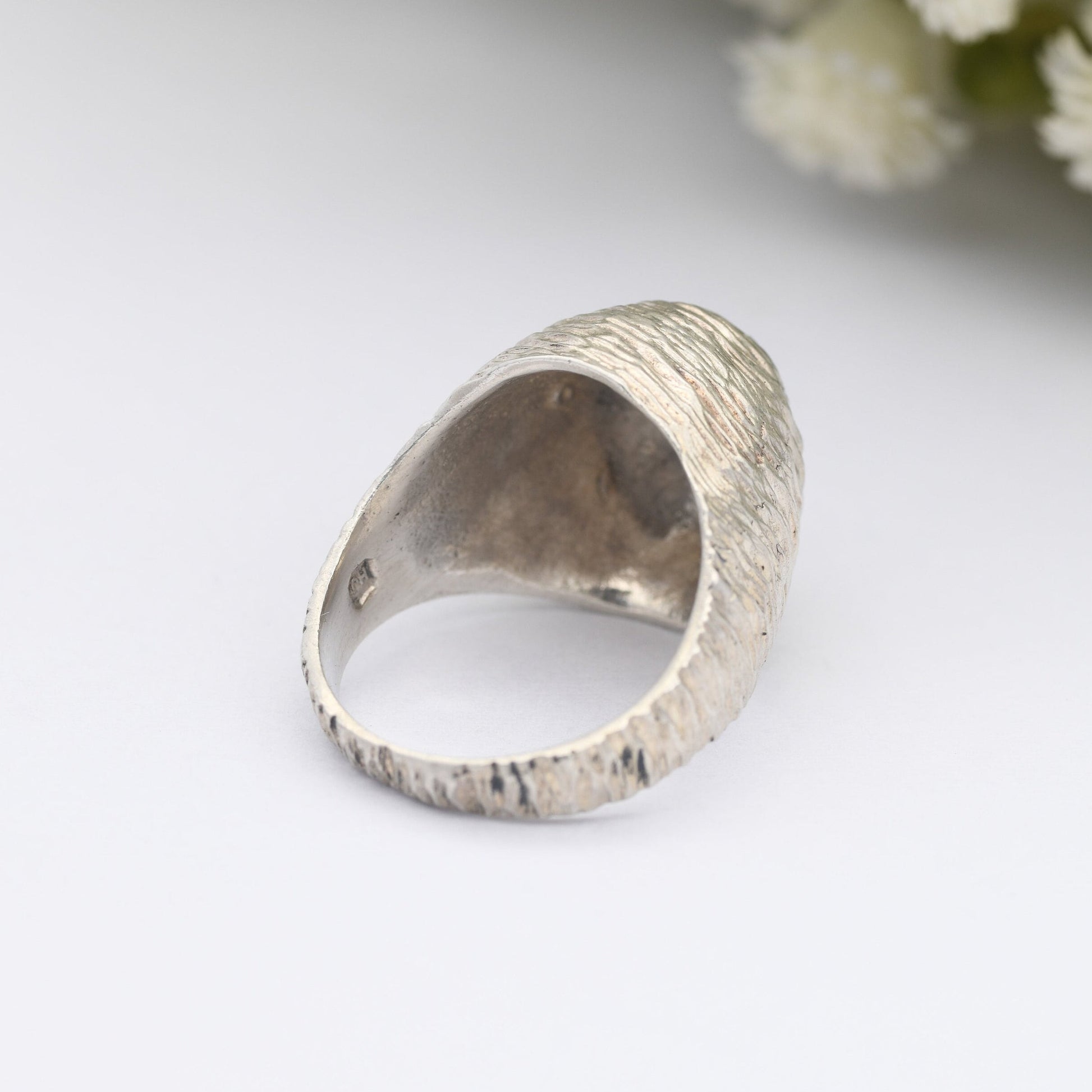 Vintage Sterling Silver Mid Century Ring 1970 - Beehive Design | Textured Statement Ring | Boule | UK Size - K | US Size - 5 1/4