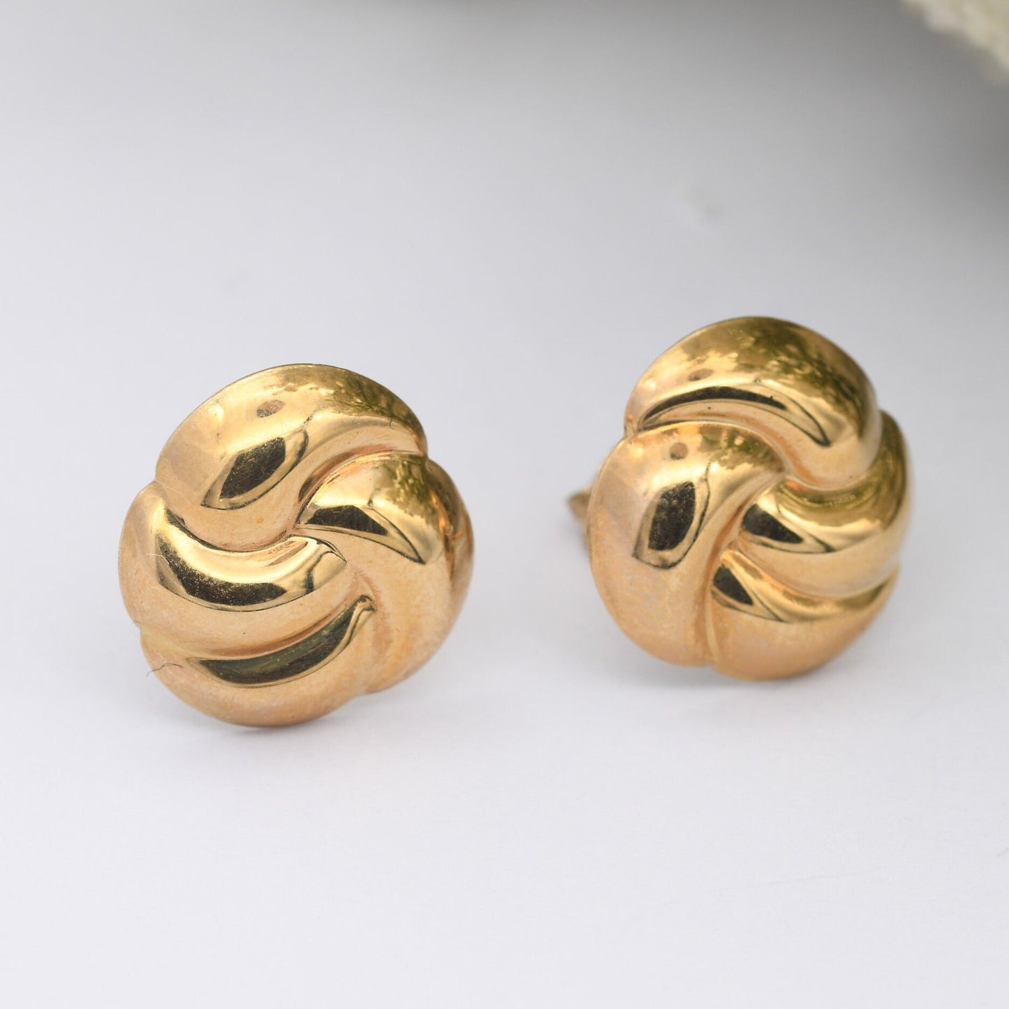 Vintage 9ct Gold Twist Stud Earrings 1991 - Chunky Gold Studs | Butterfly Backs