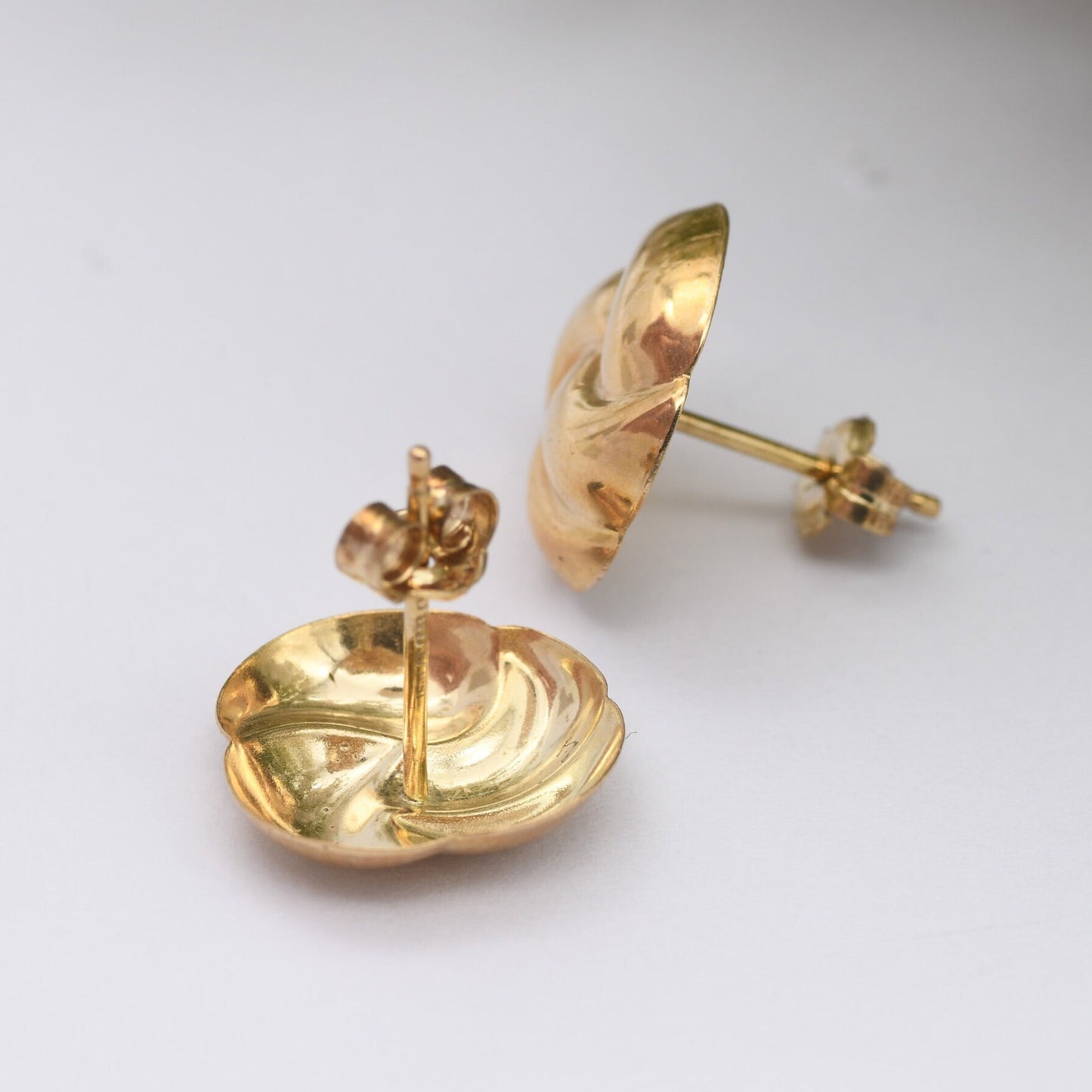 Vintage 9ct Gold Twist Stud Earrings 1991 - Chunky Gold Studs | Butterfly Backs